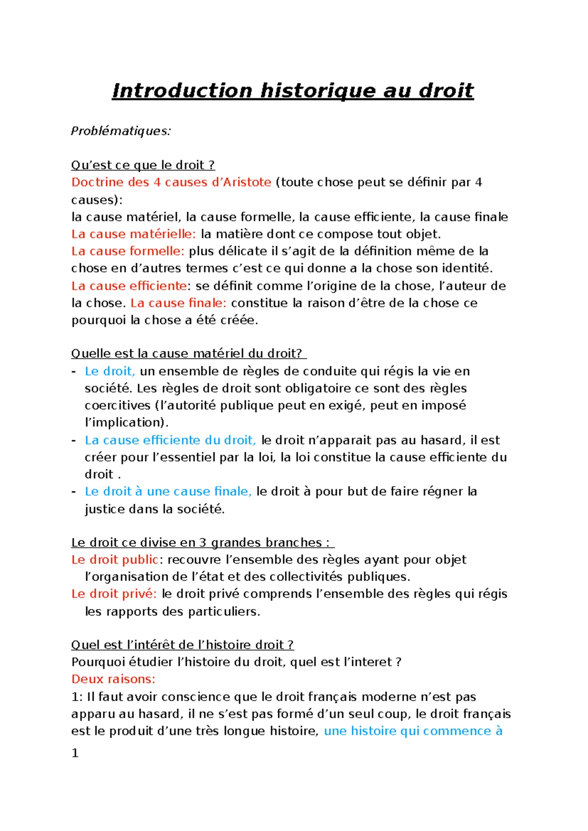 Histoire du droit 1 - Introduction aux Sources et Institutions ...