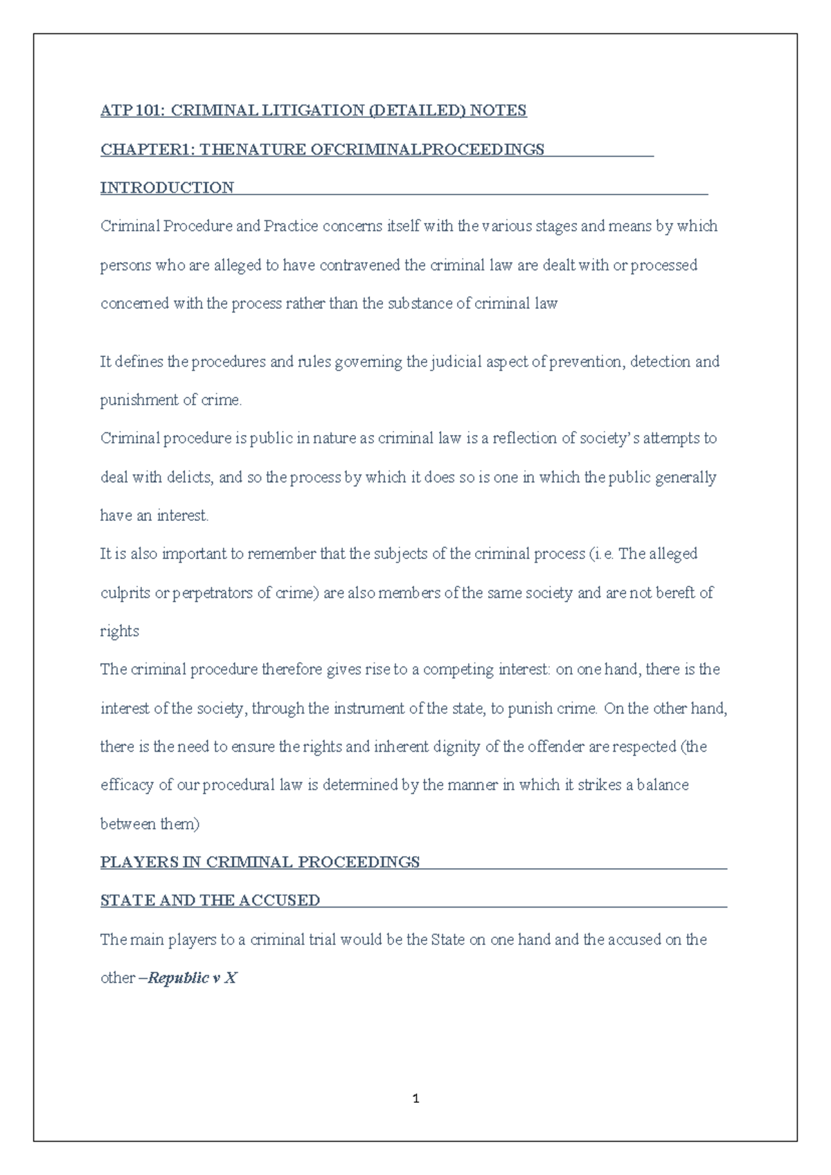 ATP 101: Comprehensive Notes on Criminal Litigation Procedures - Studocu
