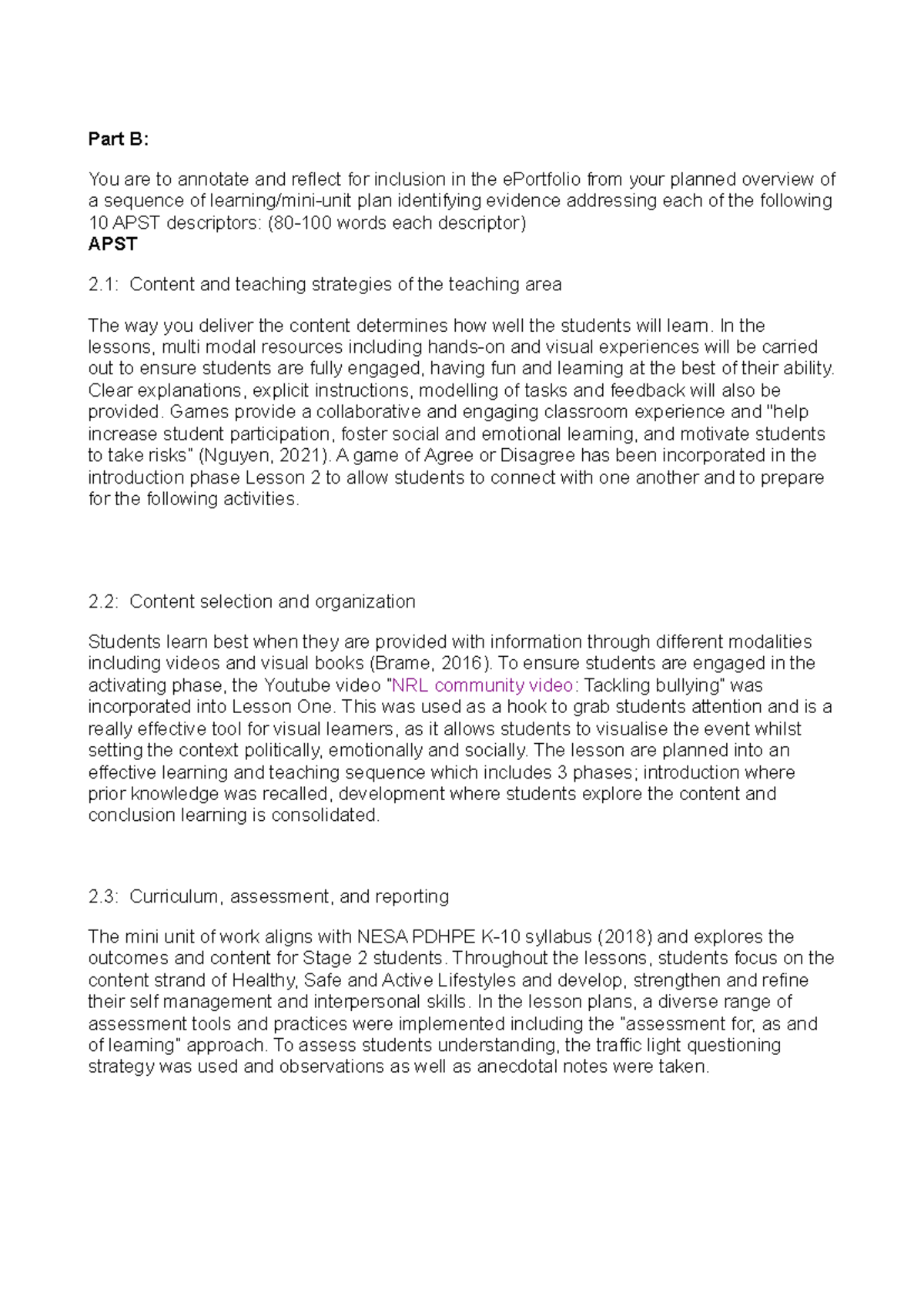 Edet101 Assignment 2: APST Standards Reflection and Annotations - Studocu