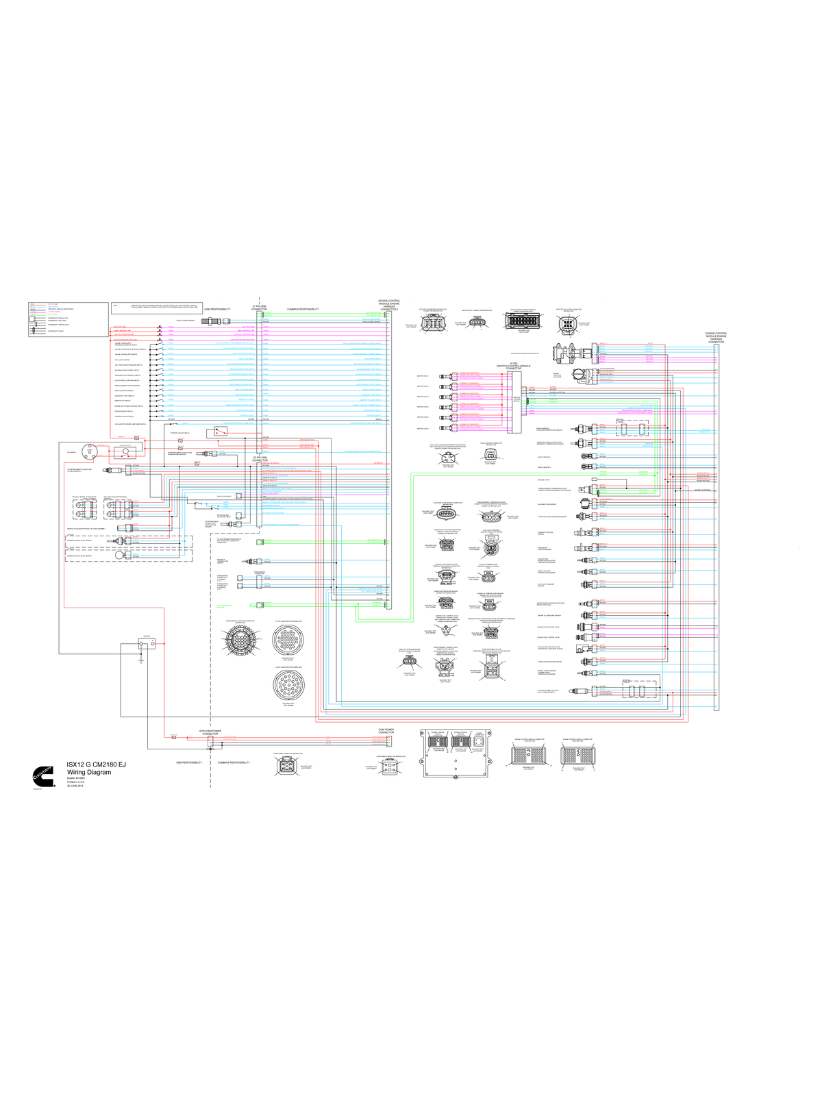 ISX12G CM2180 Engine Wiring Diagram - Bulletin 4310681 - Document Preview