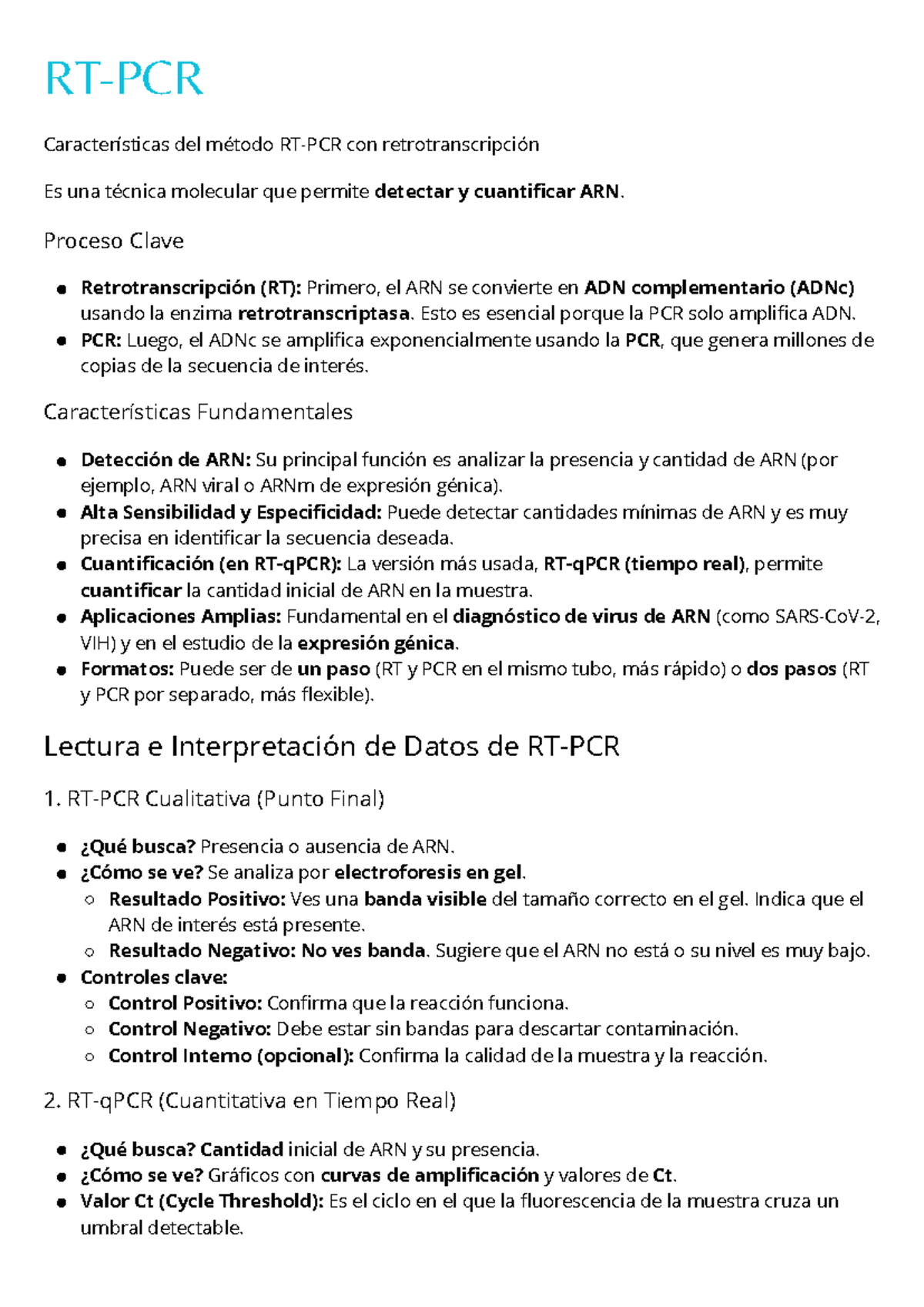 Características del Método RT-PCR: Detección y Cuantificación de ARN ...