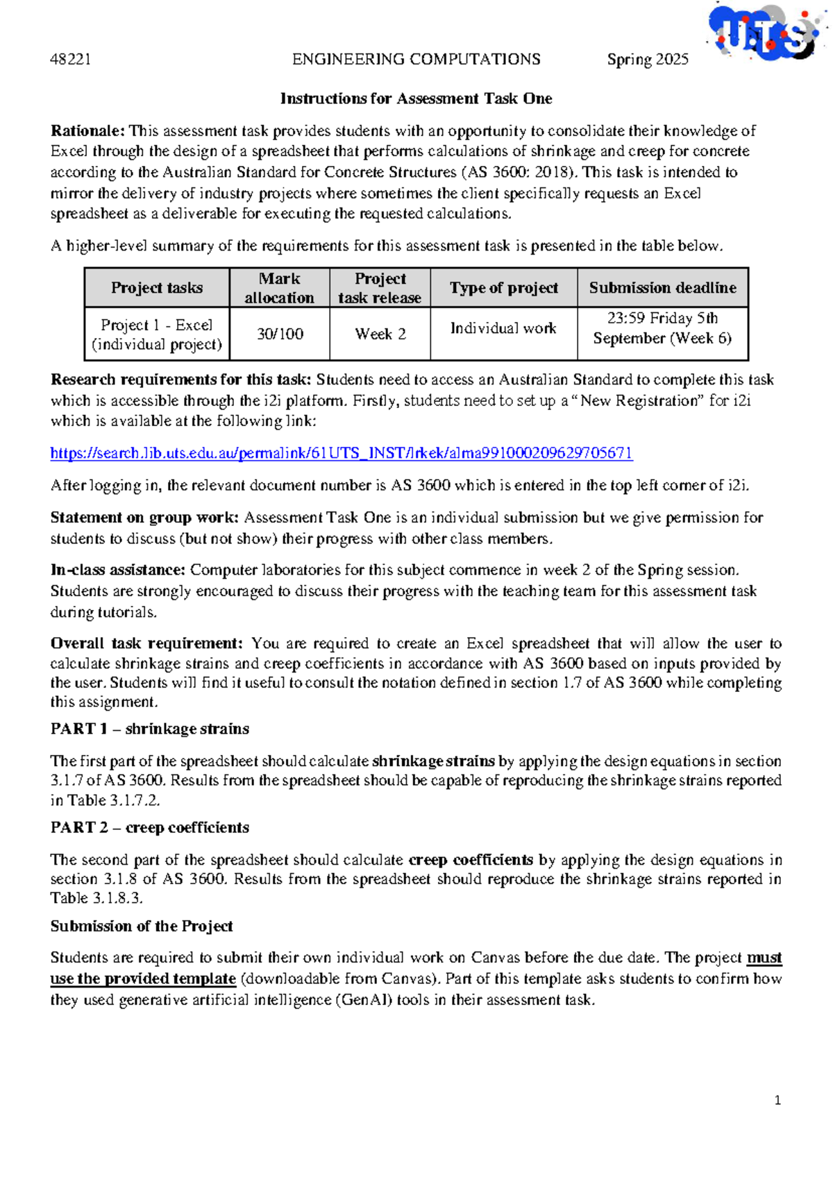 48221 - Engineering Computations - Spring 2025 - Assessment Task 1 ...