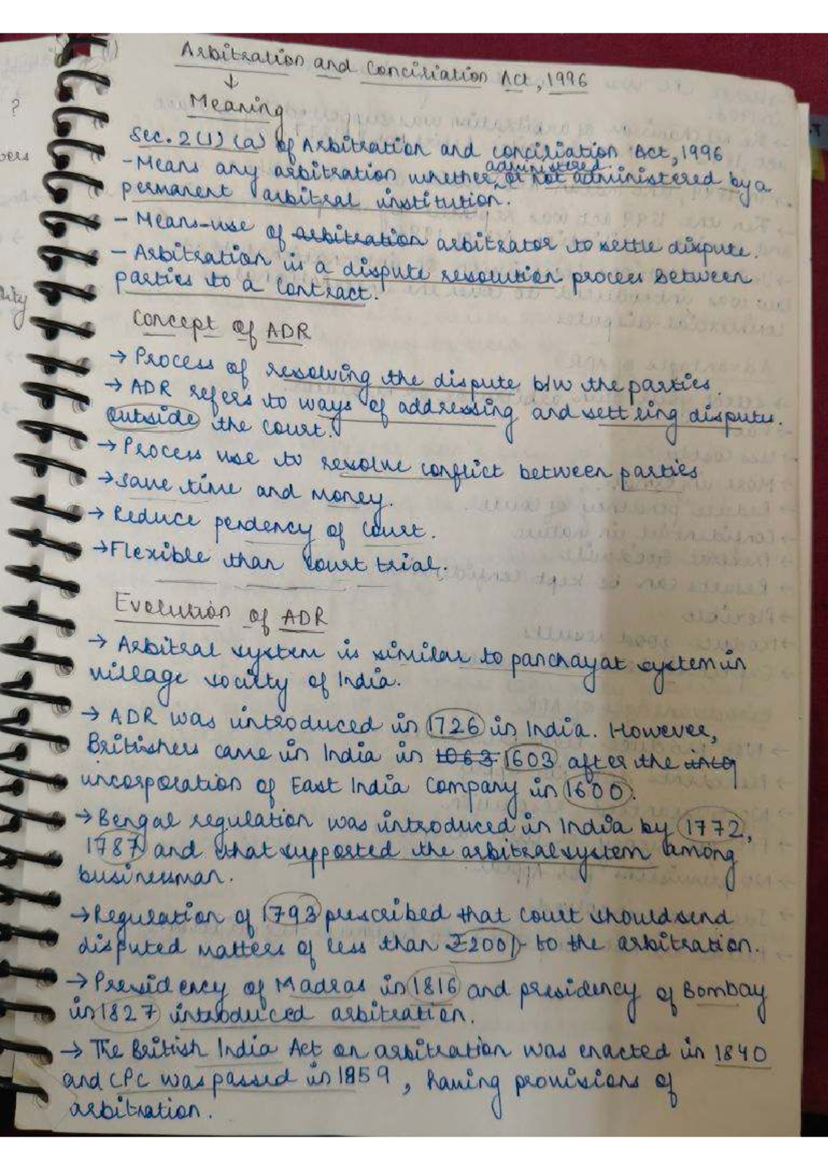 UNIT 1 ADR - Comprehensive Notes on Arbitration and Conciliation Act ...