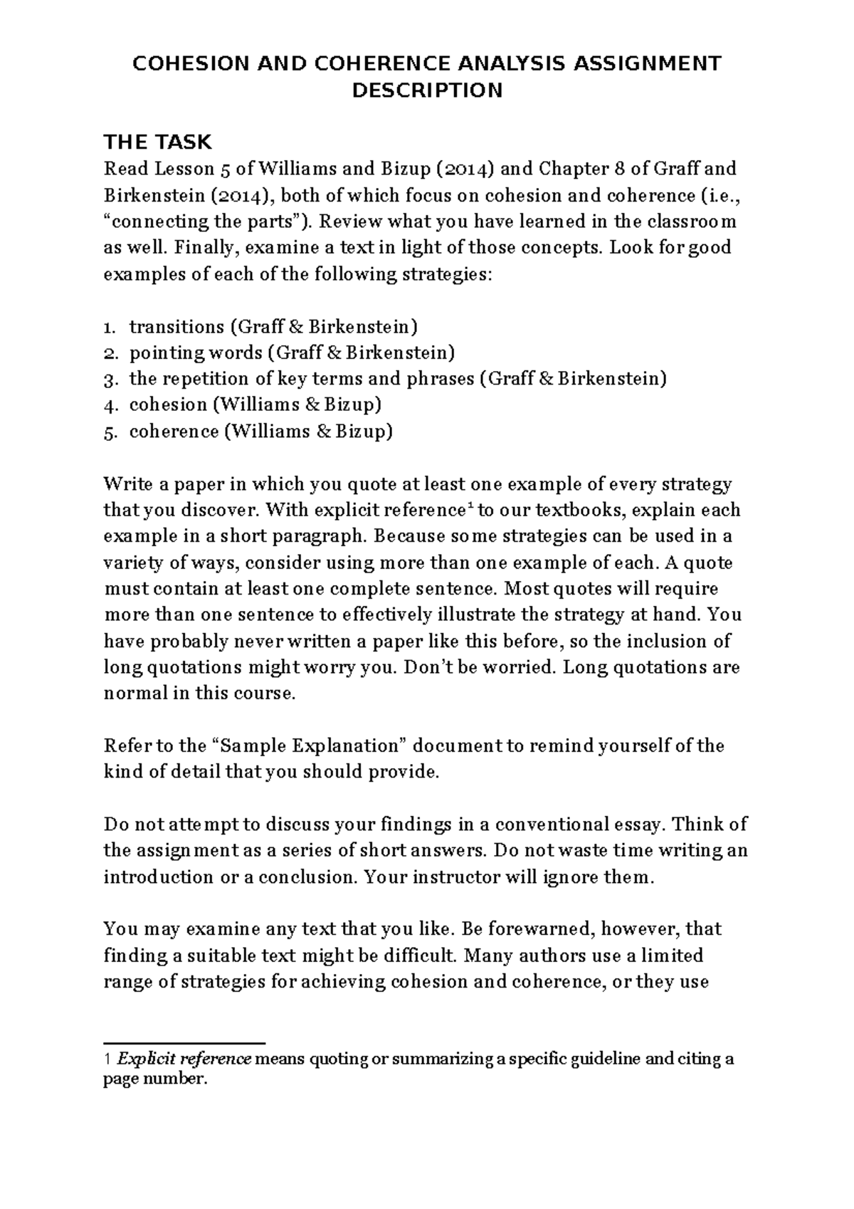 Cohesion and Coherence Analysis (ENG 101): Assignment Guide - Studocu