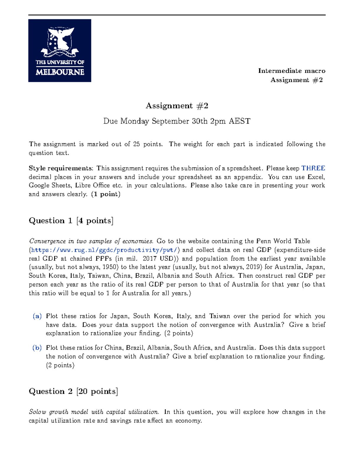Assignment+2+Questions - Intermediate macro Assignment # Assignment Due ...