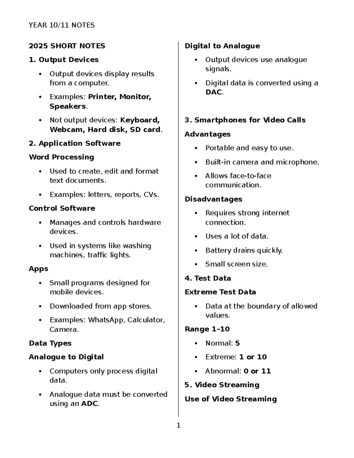 YEAR NOTES 2025: Short Notes on Digital to Analogue Concepts - Studocu