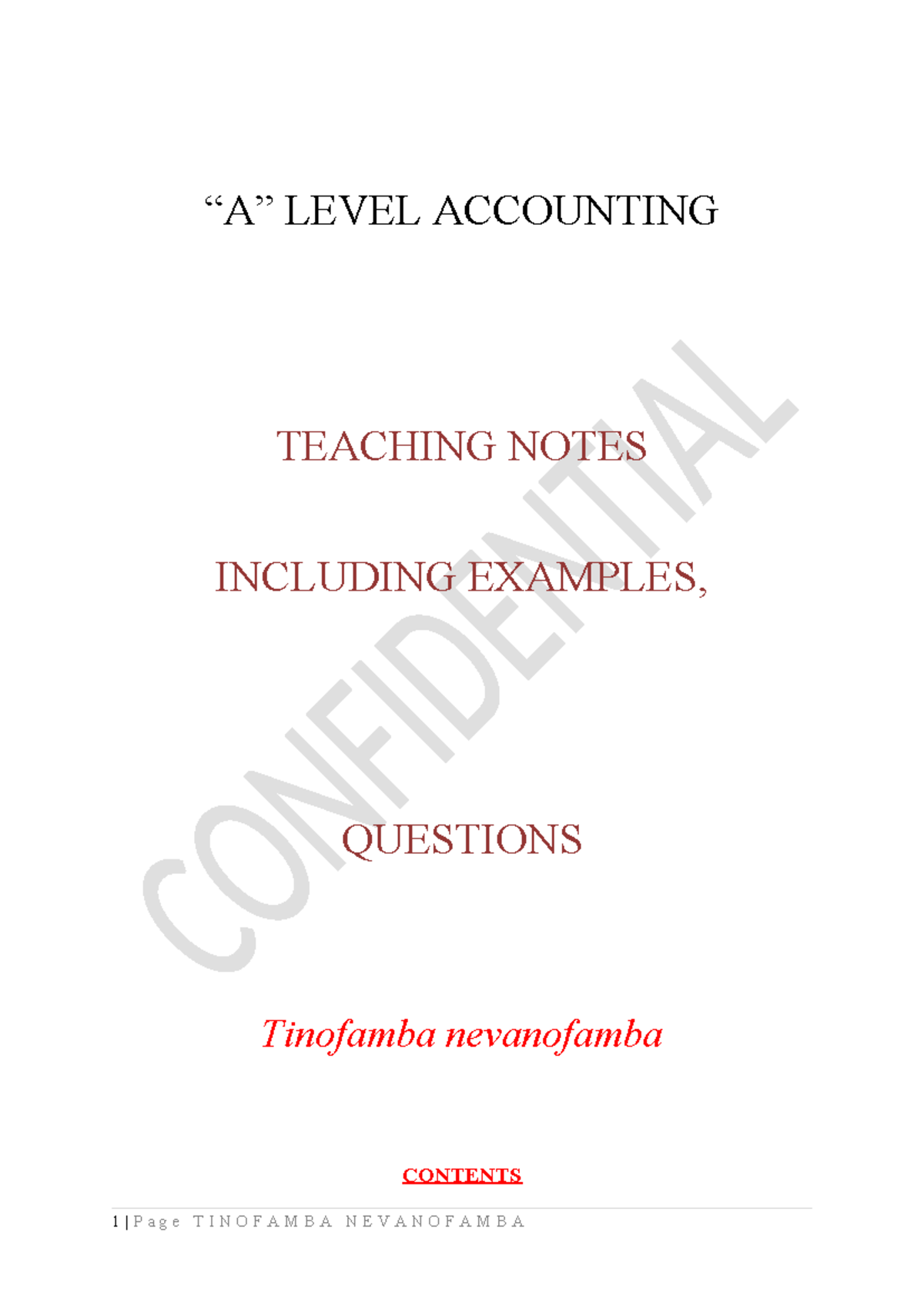 LEVEL ACCOUNTING F5 F6 TEACHING NOTES WITH EXAMPLES & QUESTIONS - Document Preview