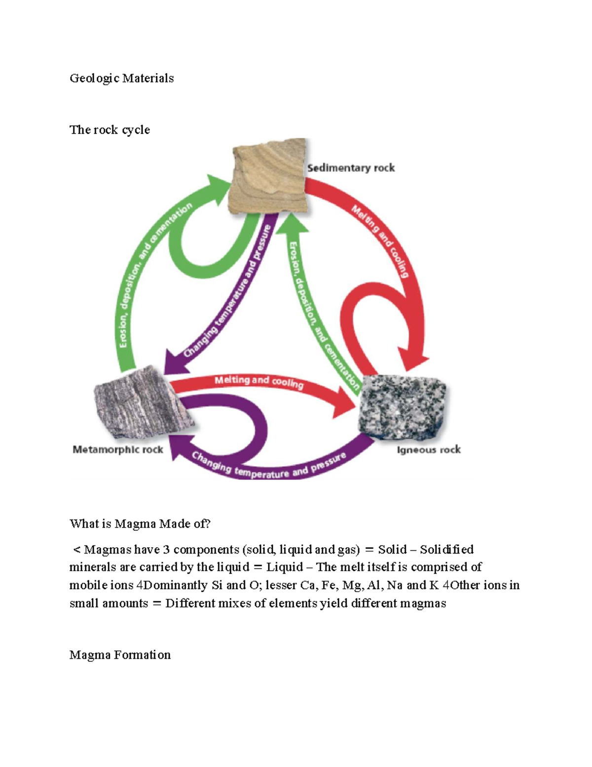 Feb 11 Lecture - Geologic Materials and the Rock Cycle - Studocu