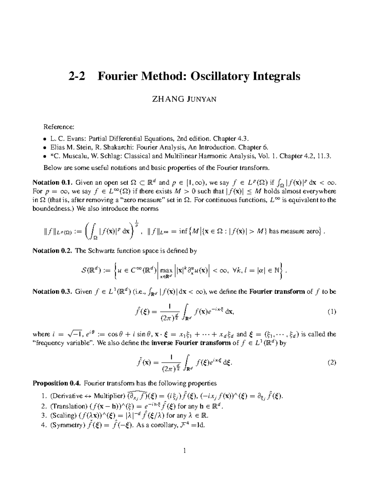 2-2 Fourier method - Lecture Notes - 2-2 Fourier Method: Oscillatory ...