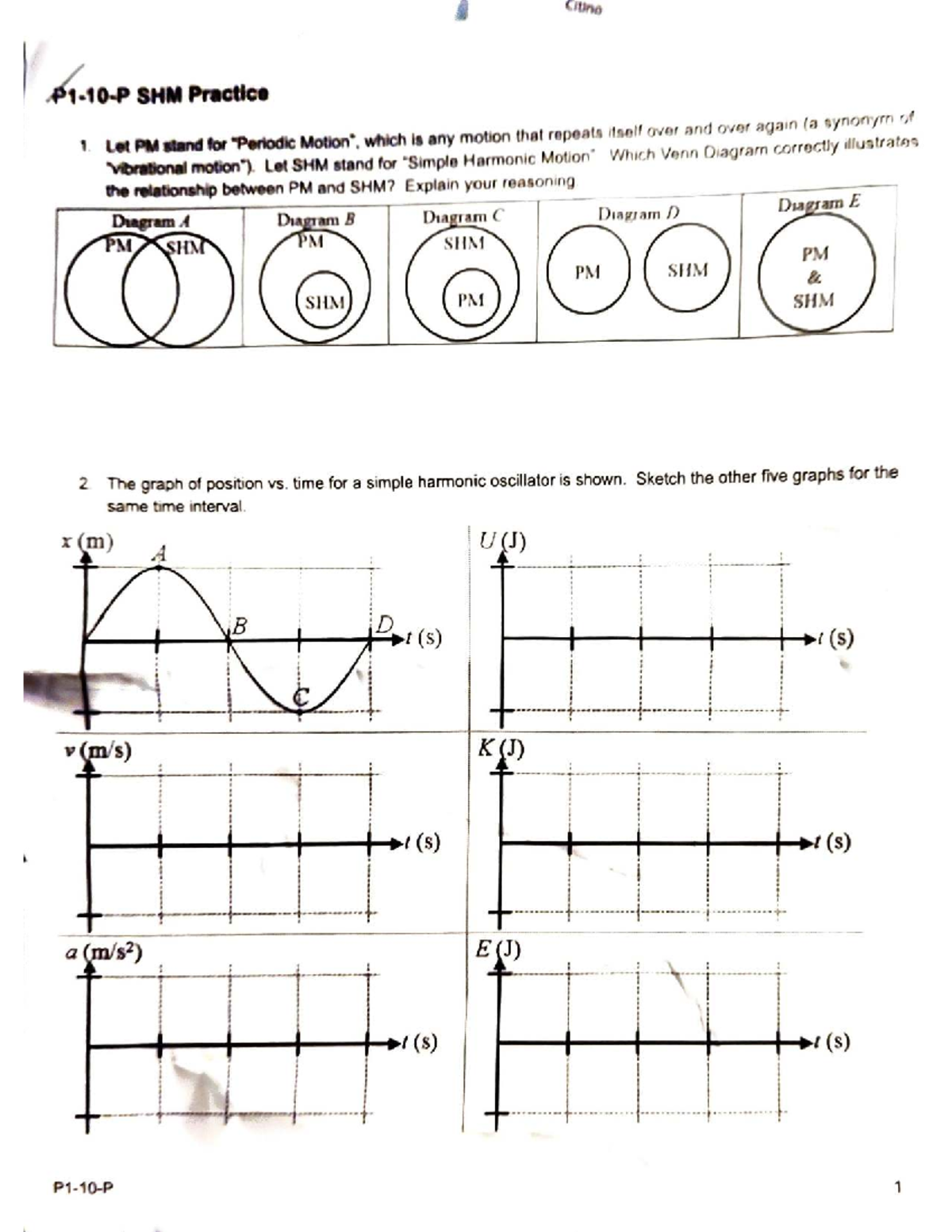 P1 SHM 20250420 - Practice Problems on Simple Harmonic Motion - Studocu