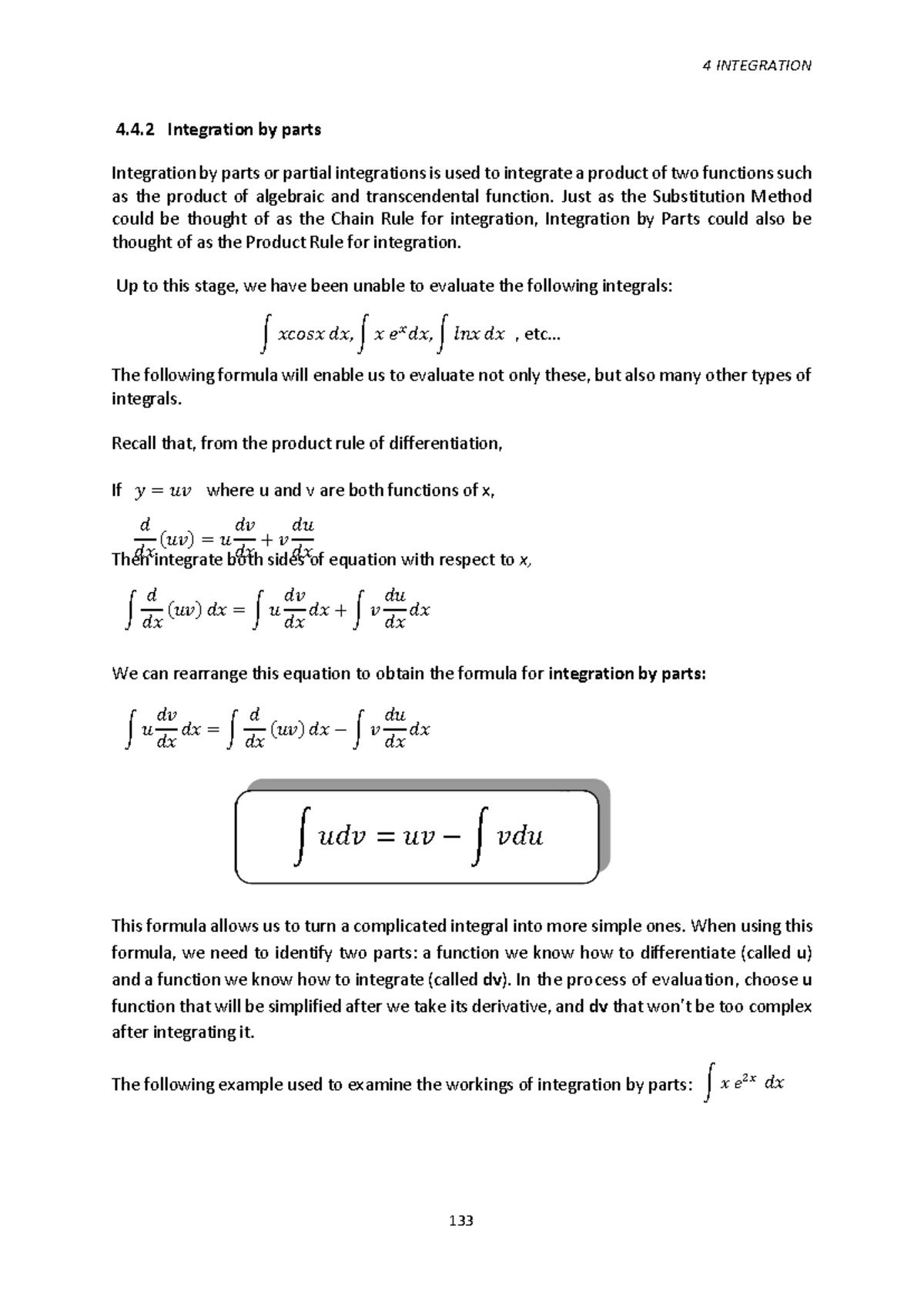MAT099 Final Exam Chapter 4.4.2: Integration by Parts Overview 2024 ...