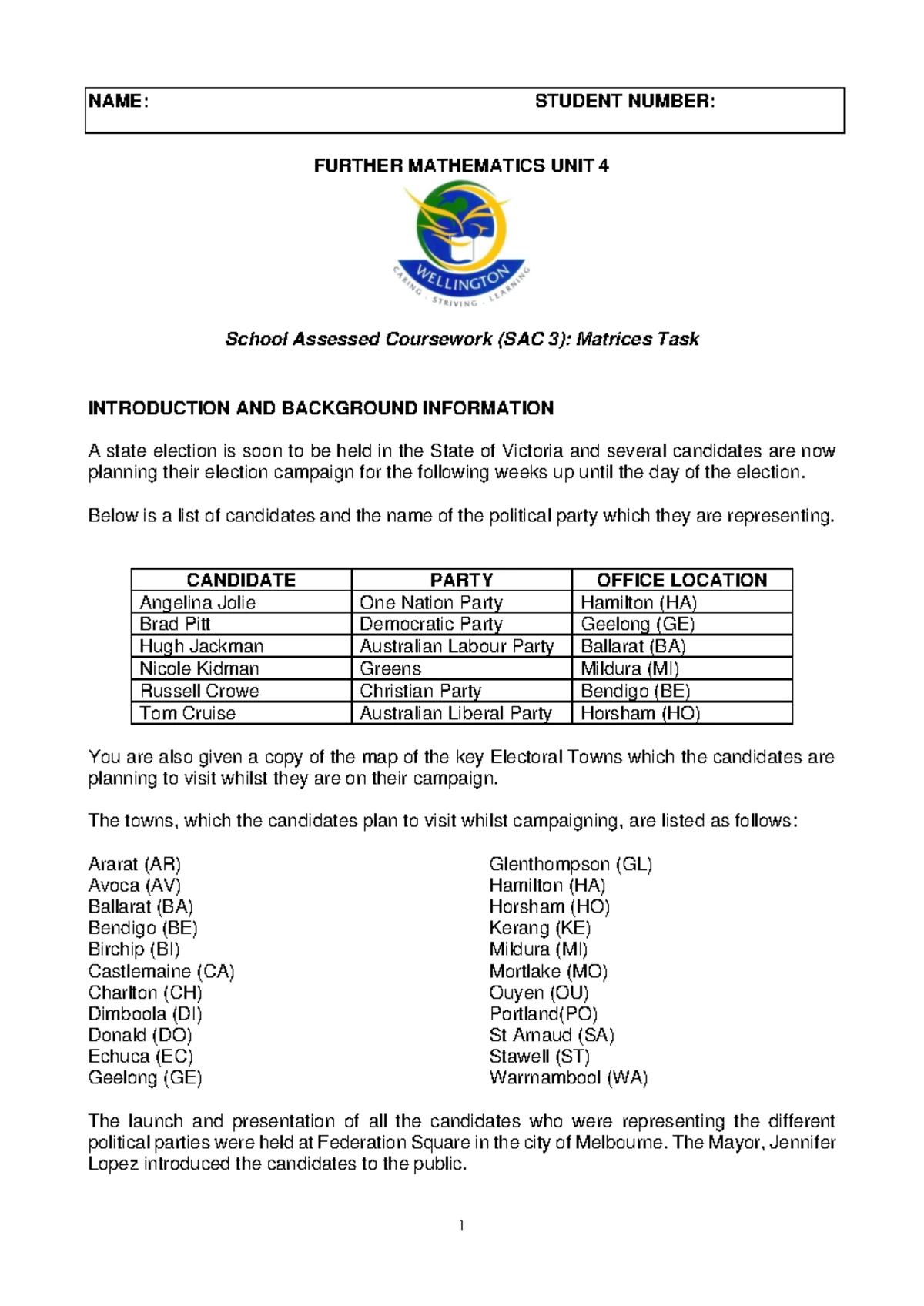 Matrices Problem Solving Task - Sports Shop (2020 Practice SAC 3) - Studocu