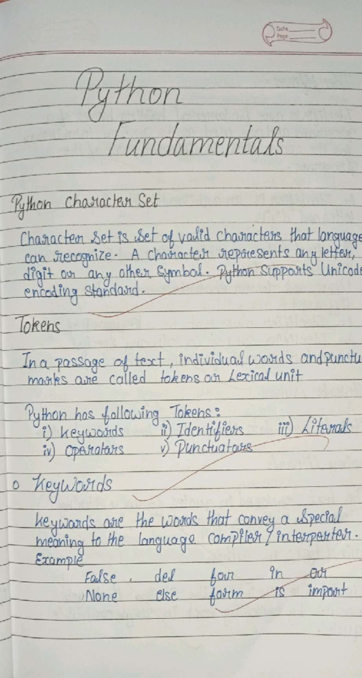 Python 2: Fundamentals of Character Sets and Tokens - Studocu