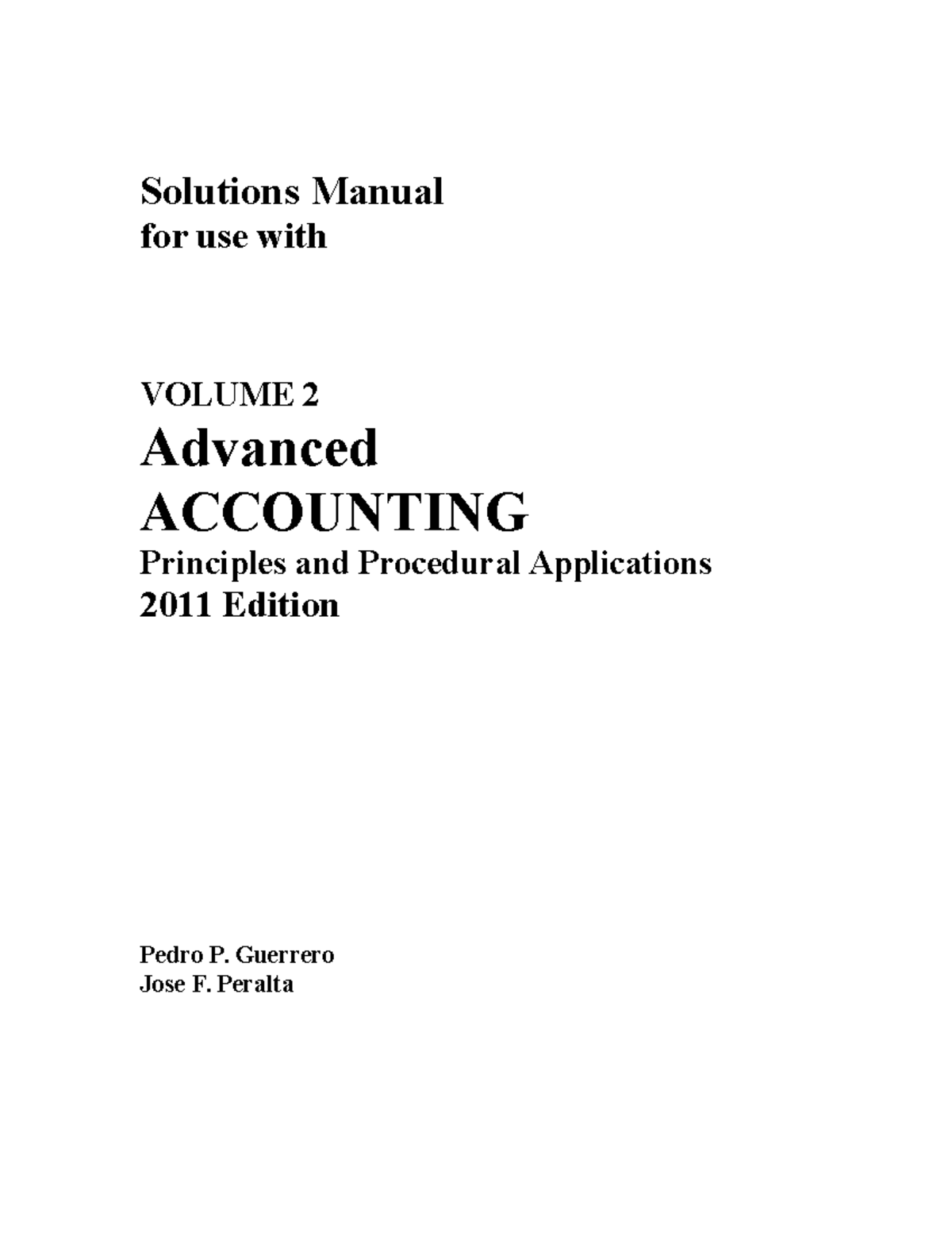 294443620 Advanced Accounting Volume 2 Solutions Manual - Studocu