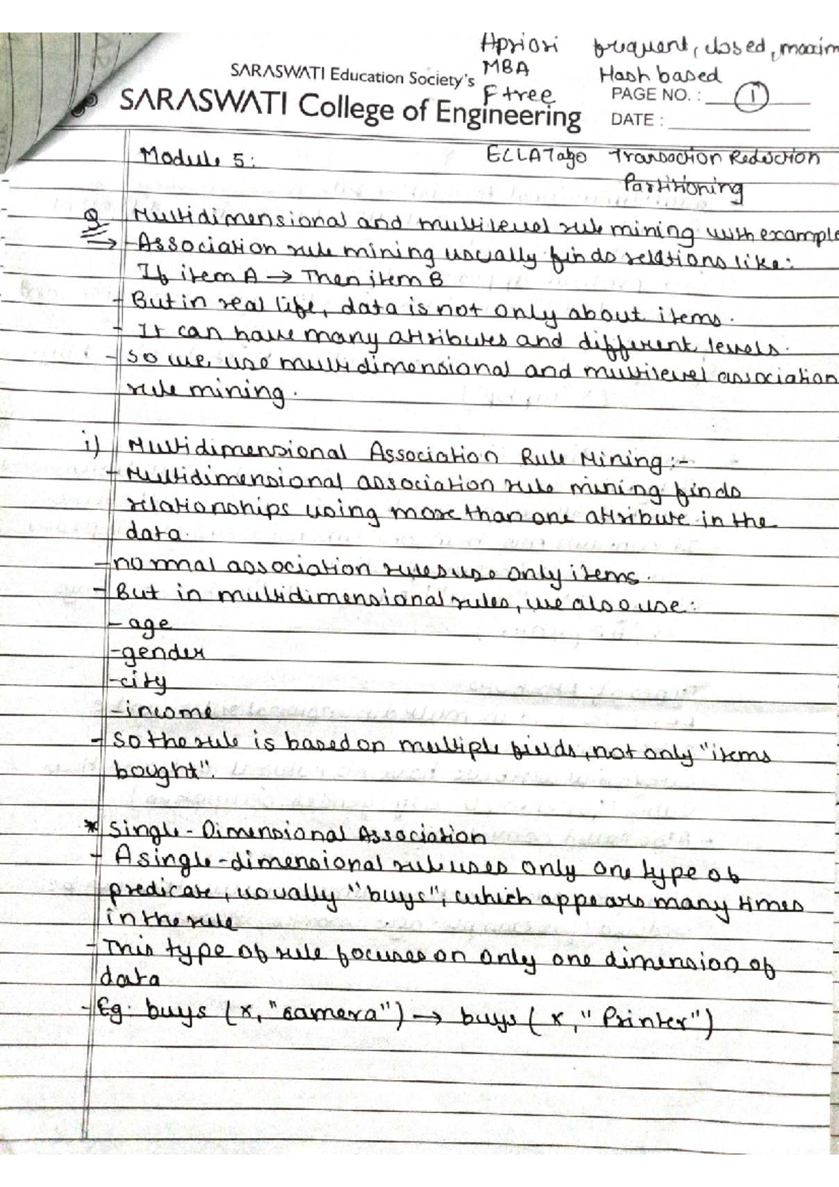 DWM 5,6 Module - SARASWATI College of Engineering Study Notes - Studocu