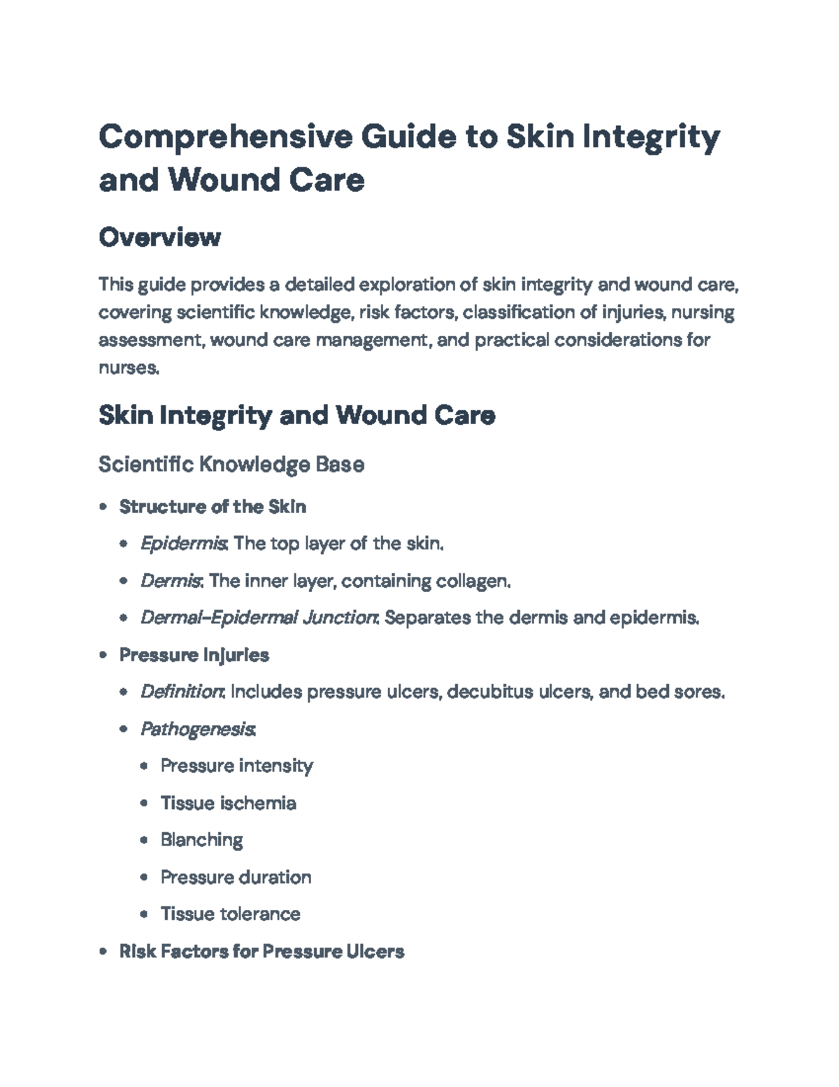 Final Exam - Comprehensive Guide to Skin Integrity and Wound Care ...