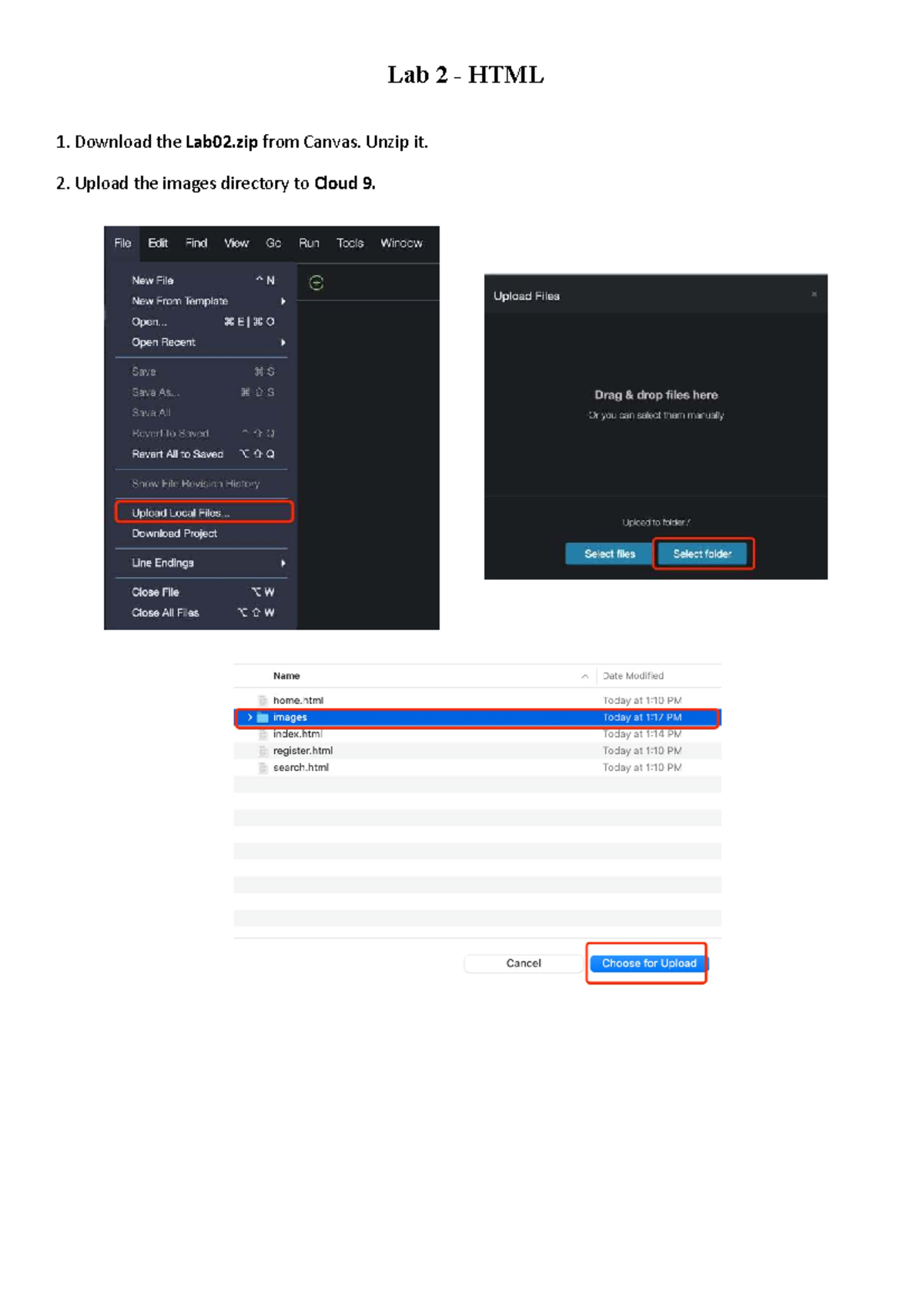 Lab 02 - HTML Homepage Creation and Menu Interaction Guide - Studocu