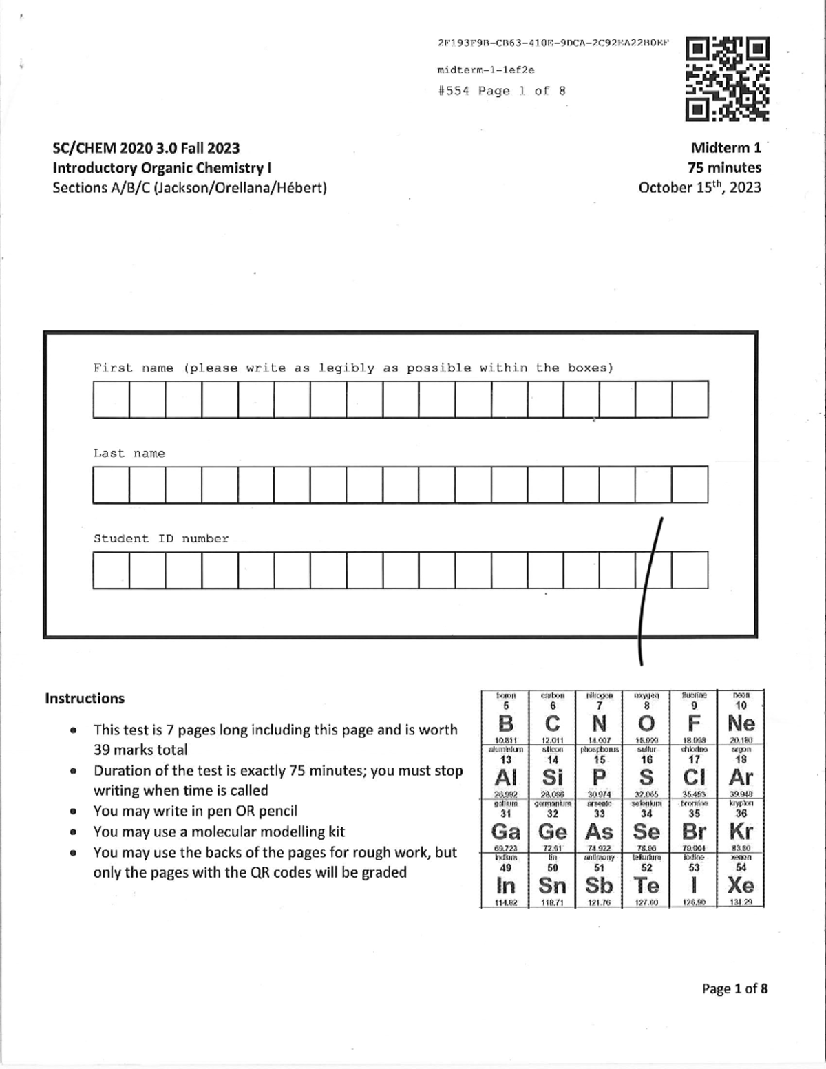 CHEM 2020 Midterm 1 Practice Answers - Organic Chemistry I - Studocu
