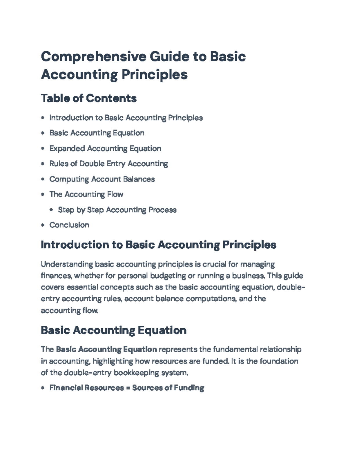 Comprehensive Guide to Basic Accounting Principles and Processes ...
