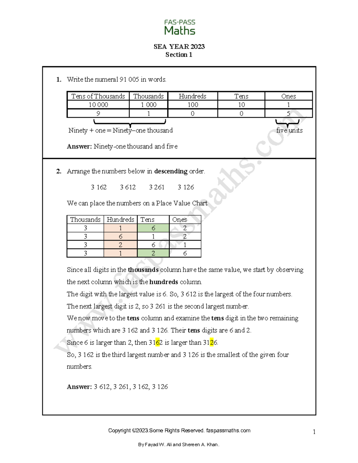 SEA-Maths-2023-Past Paper Solutions and Explanations - Studocu