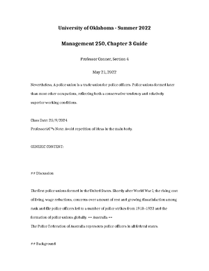 Management 250 Summer 2022 Chapter 5 Study Guide by Prof. Brown - Studocu