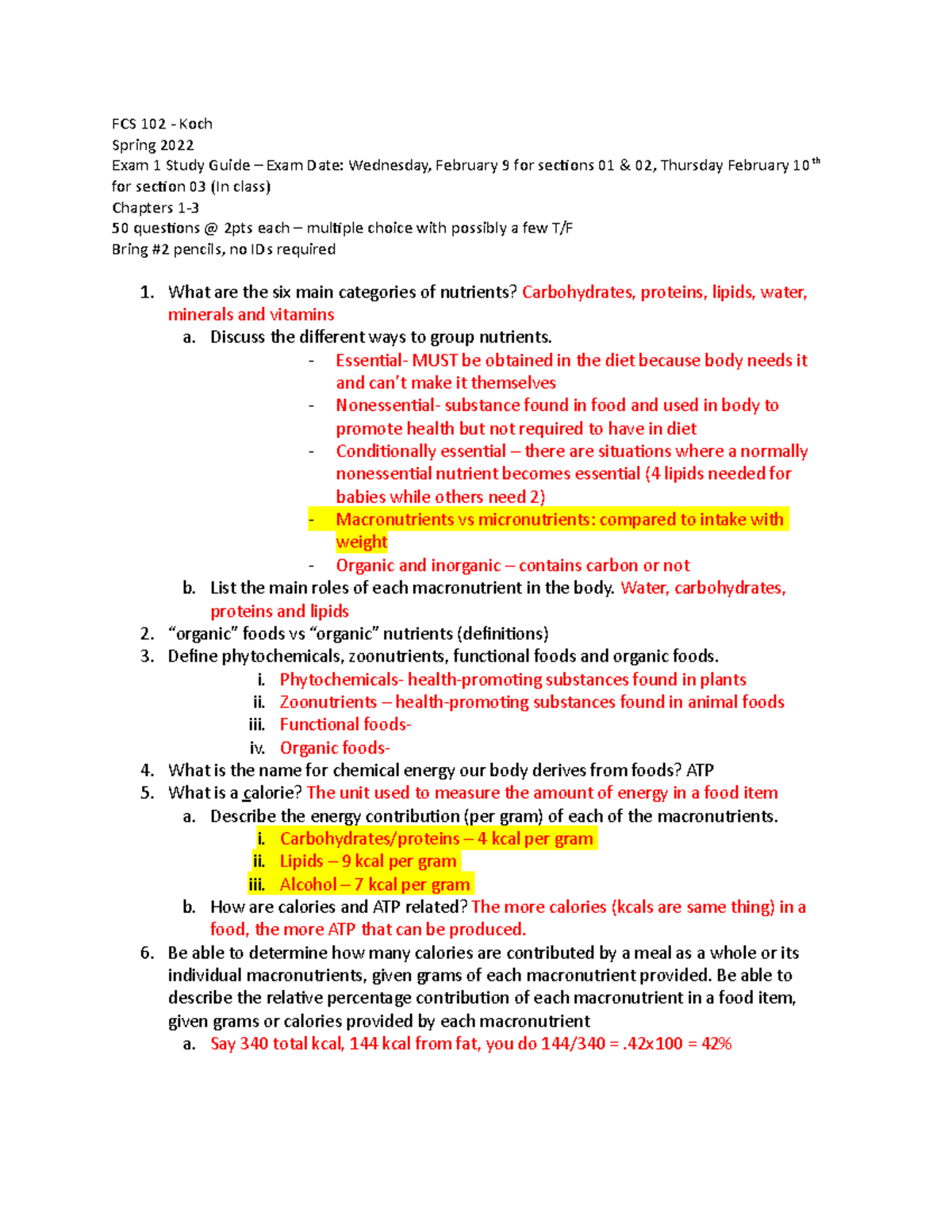 FCS 102 Exam 1 Study Guide - Spring 2022 Essential Topics - Studocu