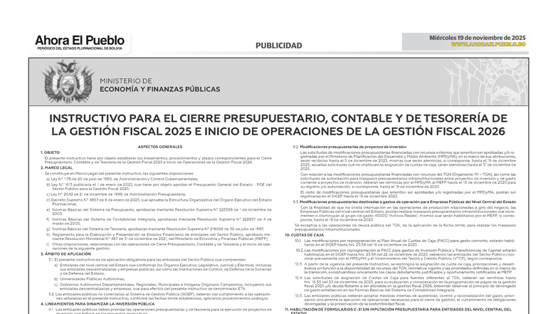 Instructivo Cierre Presupuestario 2025 y Operaciones 2026 - Ahora El Pueblo - Document Preview