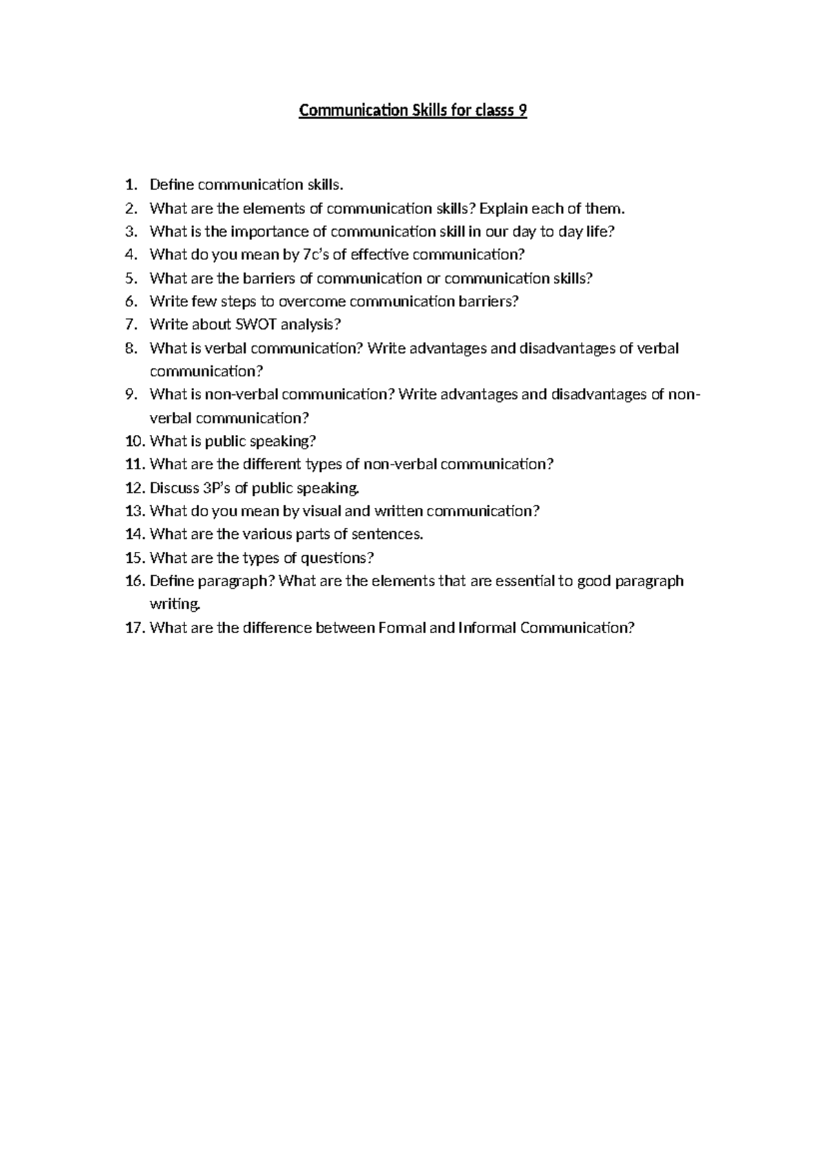 Communication Skills Overview for 9 1. 2. 3. 4. 5. 6. 7. 8. - Studocu