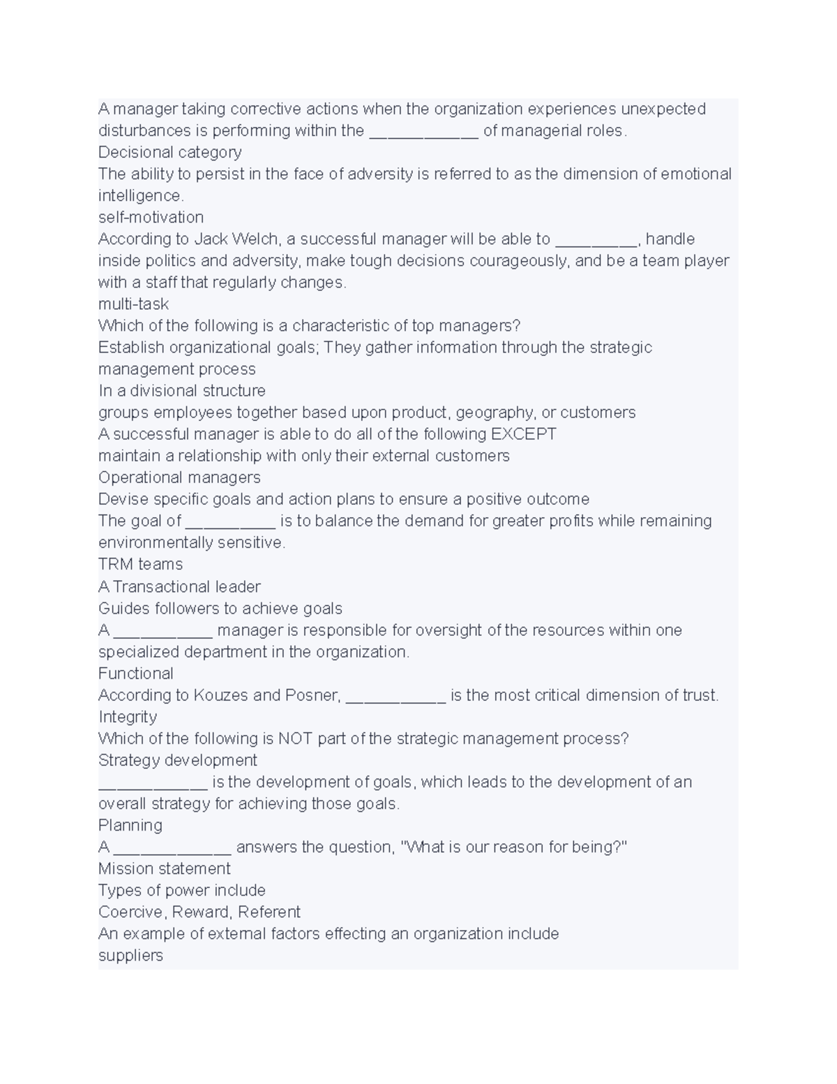 BUSI 310 (51) - Lecture Notes - A manager taking corrective actions ...