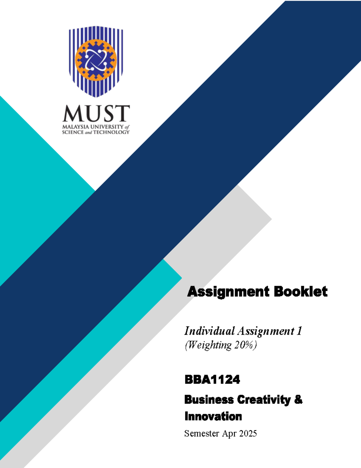 BBA1124 Individual Assignment 1 - Semester Apr 2025 Individual ...