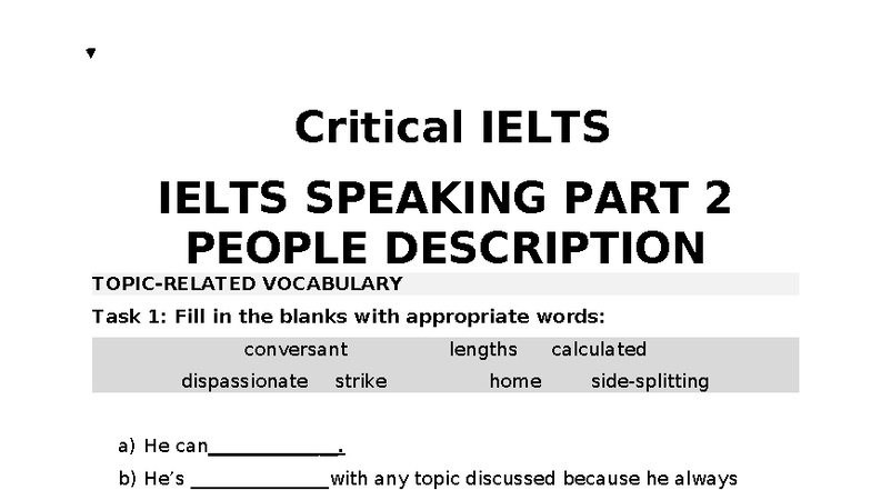 Lesson 1: People Description Vocabulary for IELTS (IELTS SPEAKING PART ...