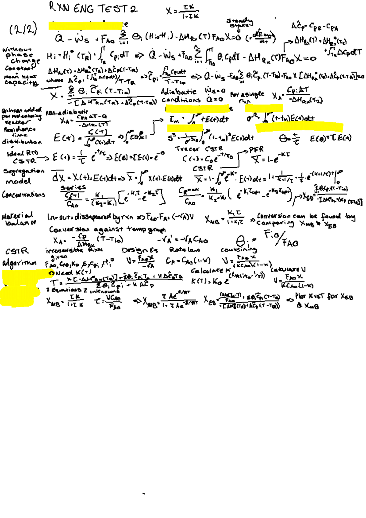 Rxn eng test 2 notes - 66666666666666666666666666666 - RXN ENG TEST2 ...