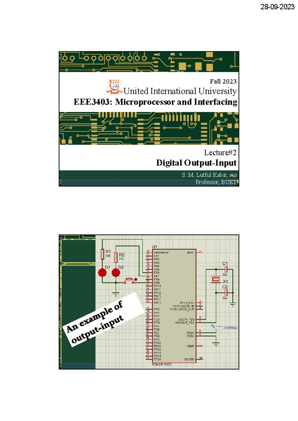 EEE3403 Microprocessor Interfacing Lecture 2: Digital I/O Insights ...