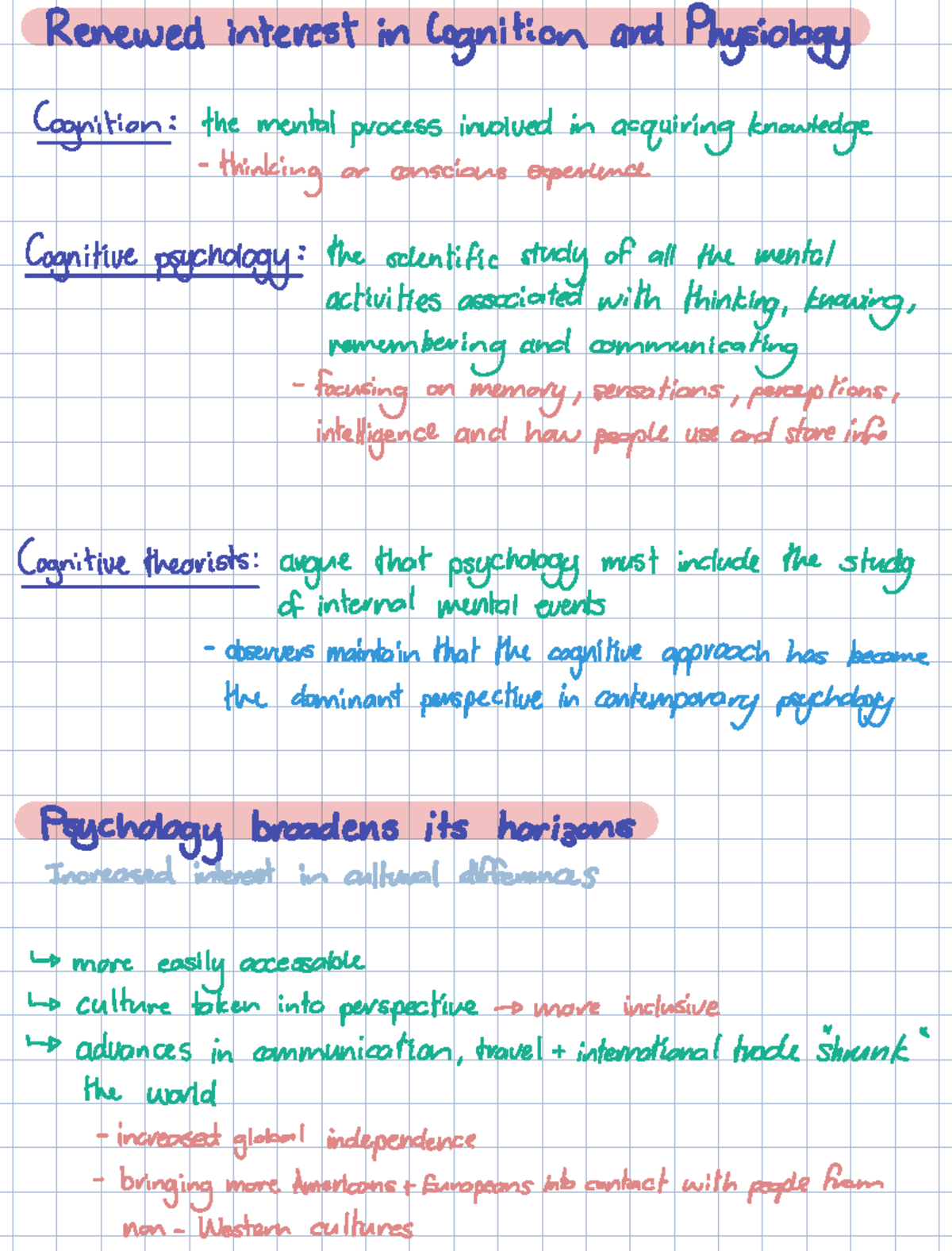 SLK 110 Chapter 1 - Notes on Cognition and Physiology in Psychology ...