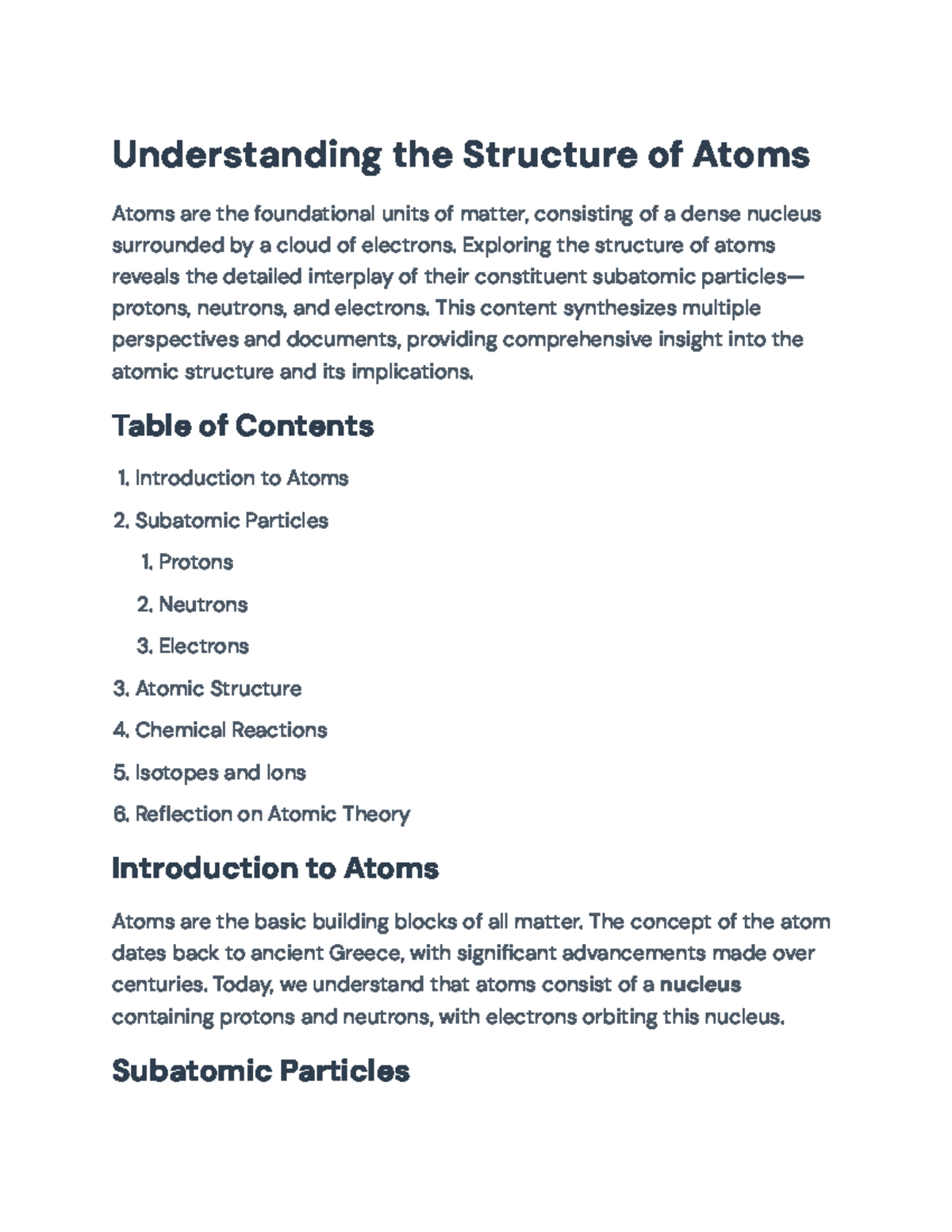 Understanding Atomic Structure and Subatomic Particles: Overview ...
