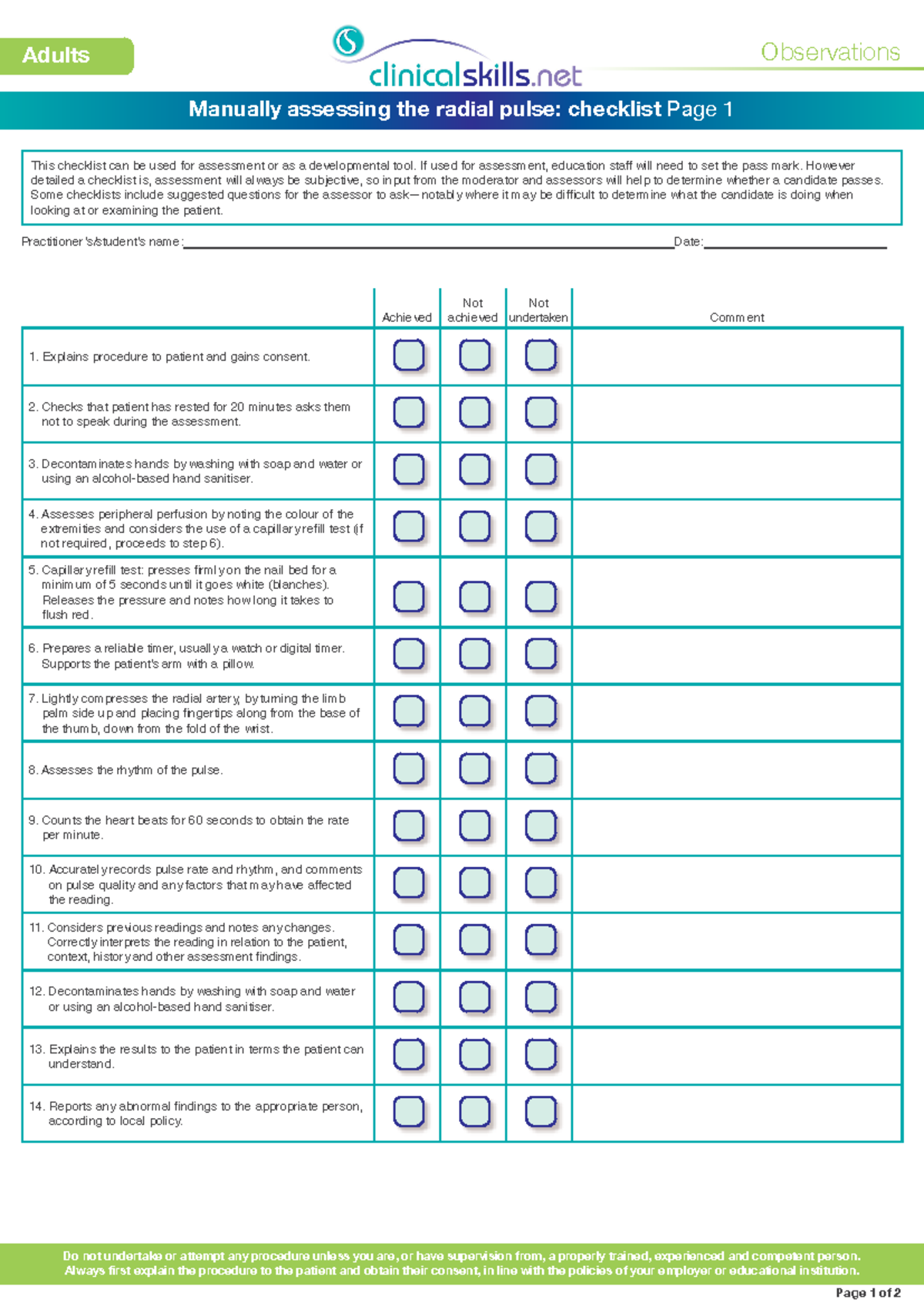 Checklist- Manually- Assessing- Radial- Pulse-P1-P2 0 - Adults ...