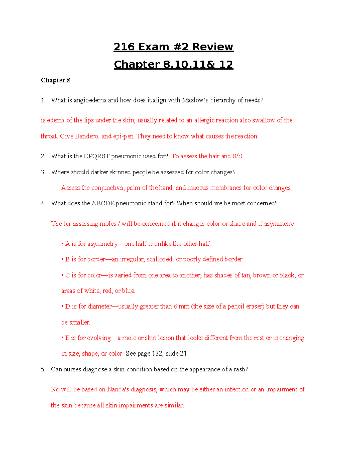 Exam 2 Study guy - 216 Exam #2 Review Chapter 8,10,11& 12 Chapter 8 1 ...