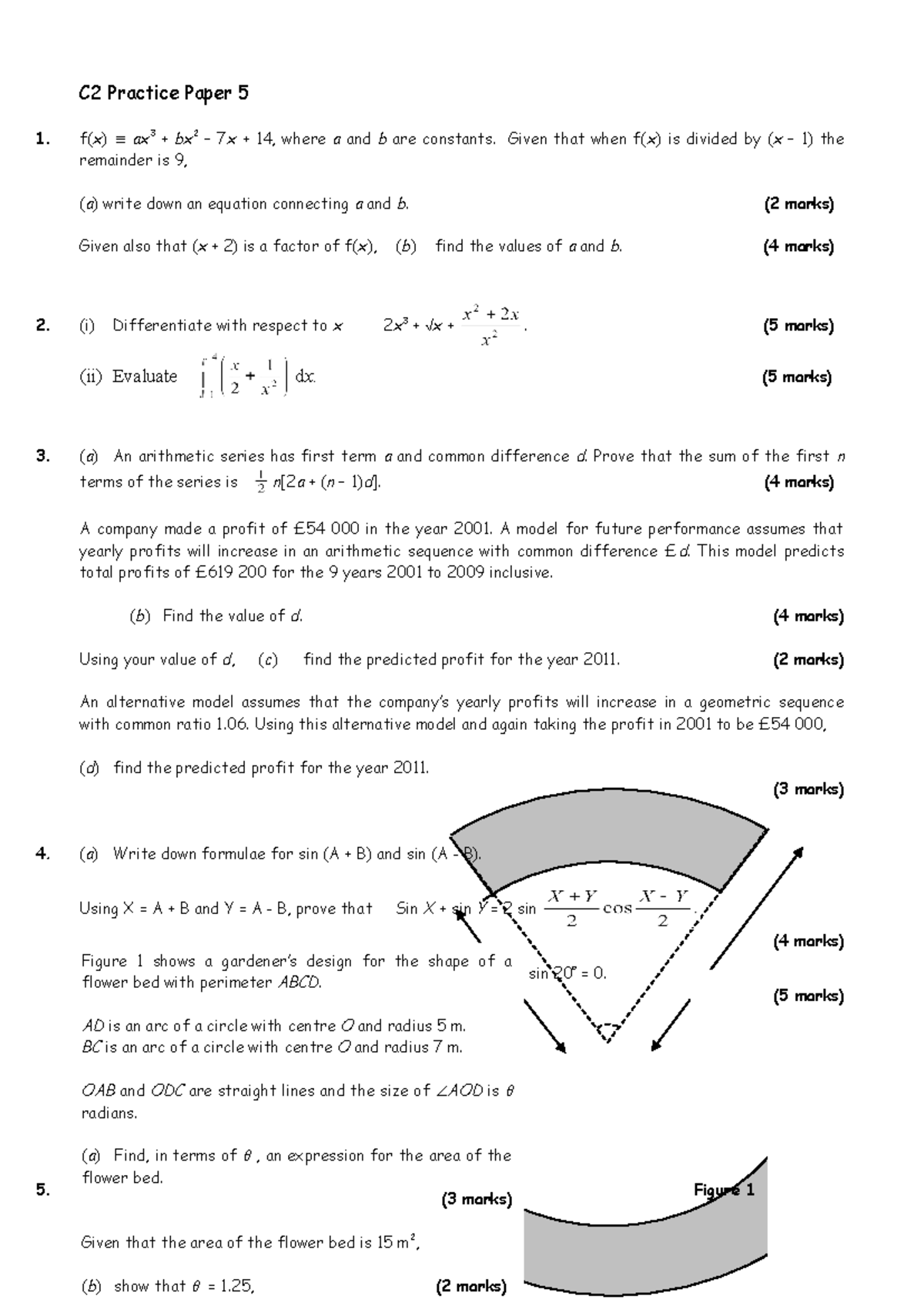 C2 Practice Paper 5 - Algebra, Series & Calculus Problems Explained ...
