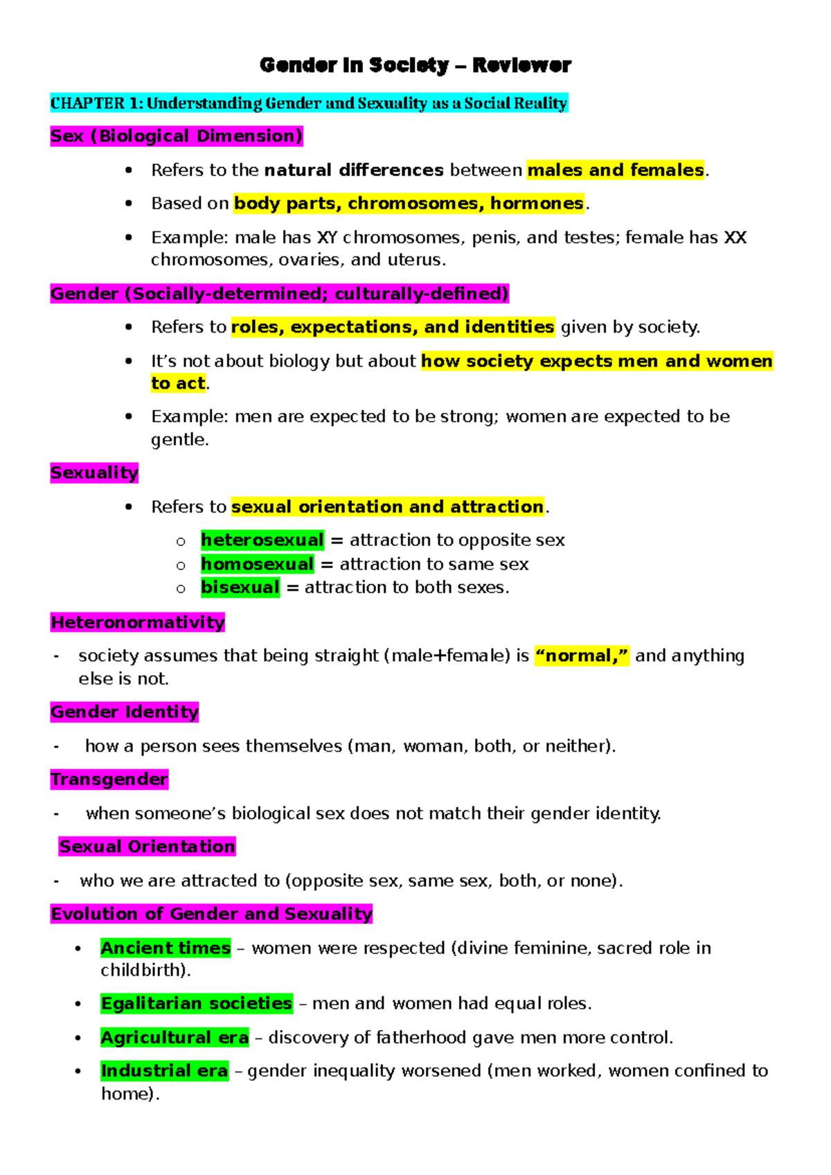 Gensoc- Reviewer: Understanding Gender and Sexuality in Society - Studocu