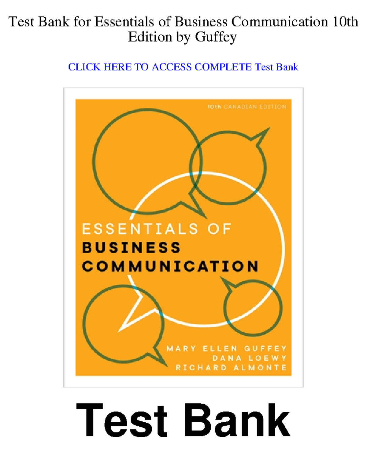 Test Bank for Essentials of Business Communication 10th Edition - Studocu