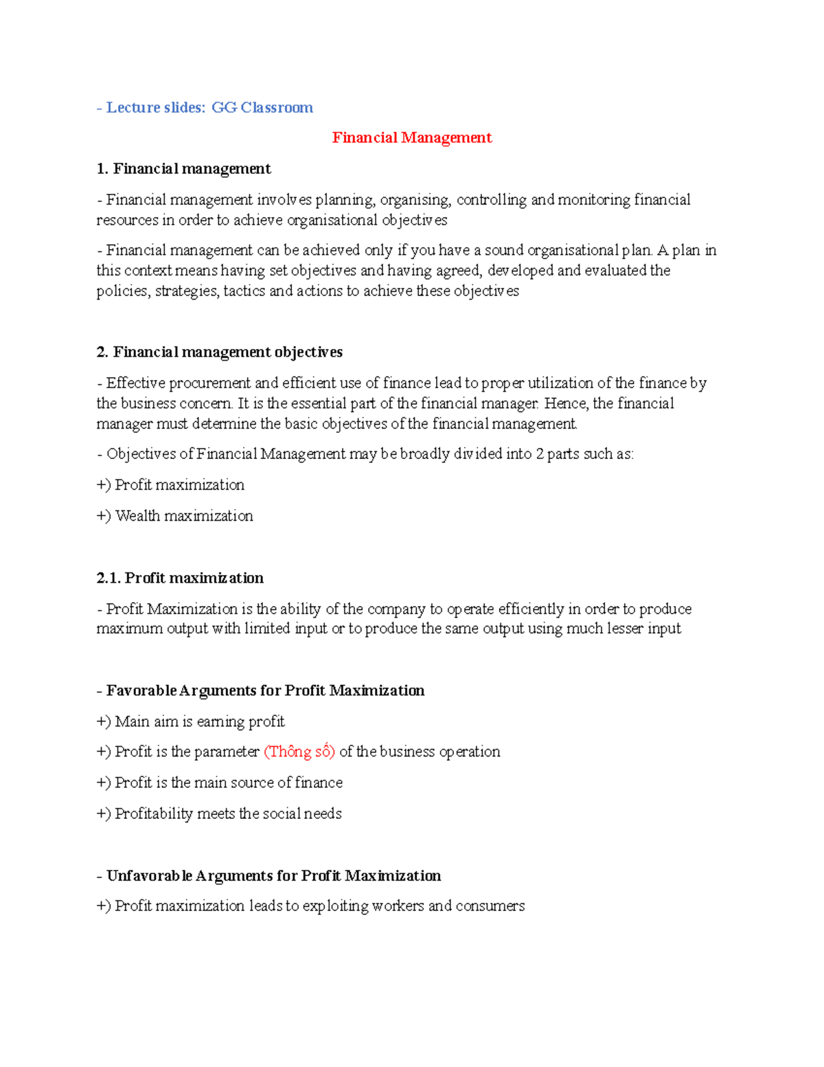 Lecture Notes on Financial Management (Course Code: FM101) - Studocu