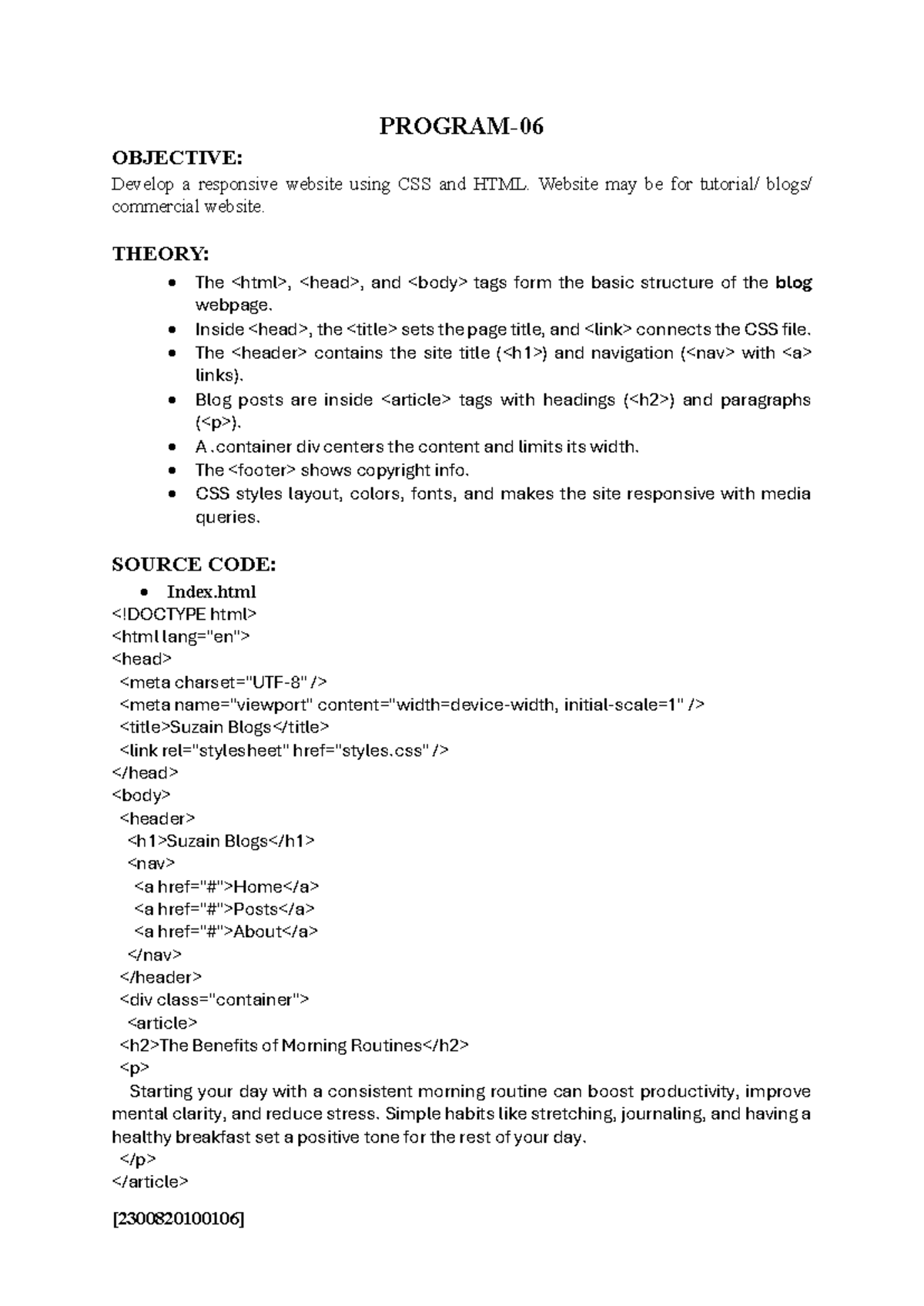 Web Development Project: Responsive Website Using CSS & HTML - Studocu