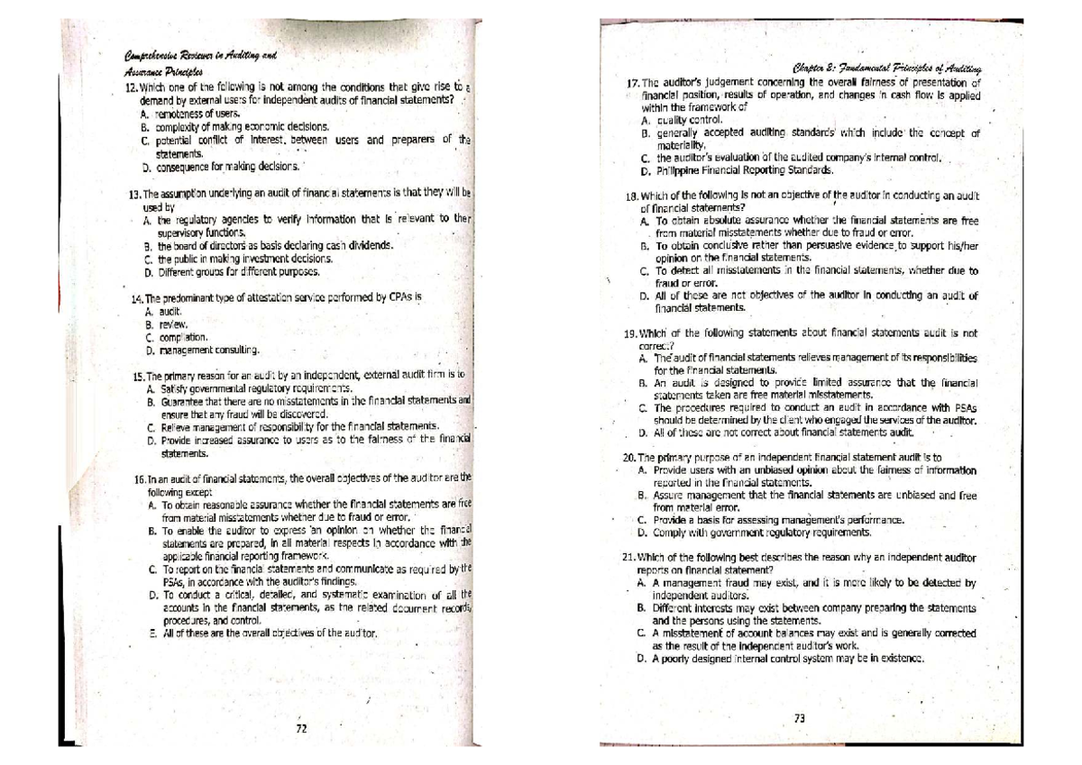 Comprehensive Reviewer in Auditing & Assurance Principles: Chapter 2 ...