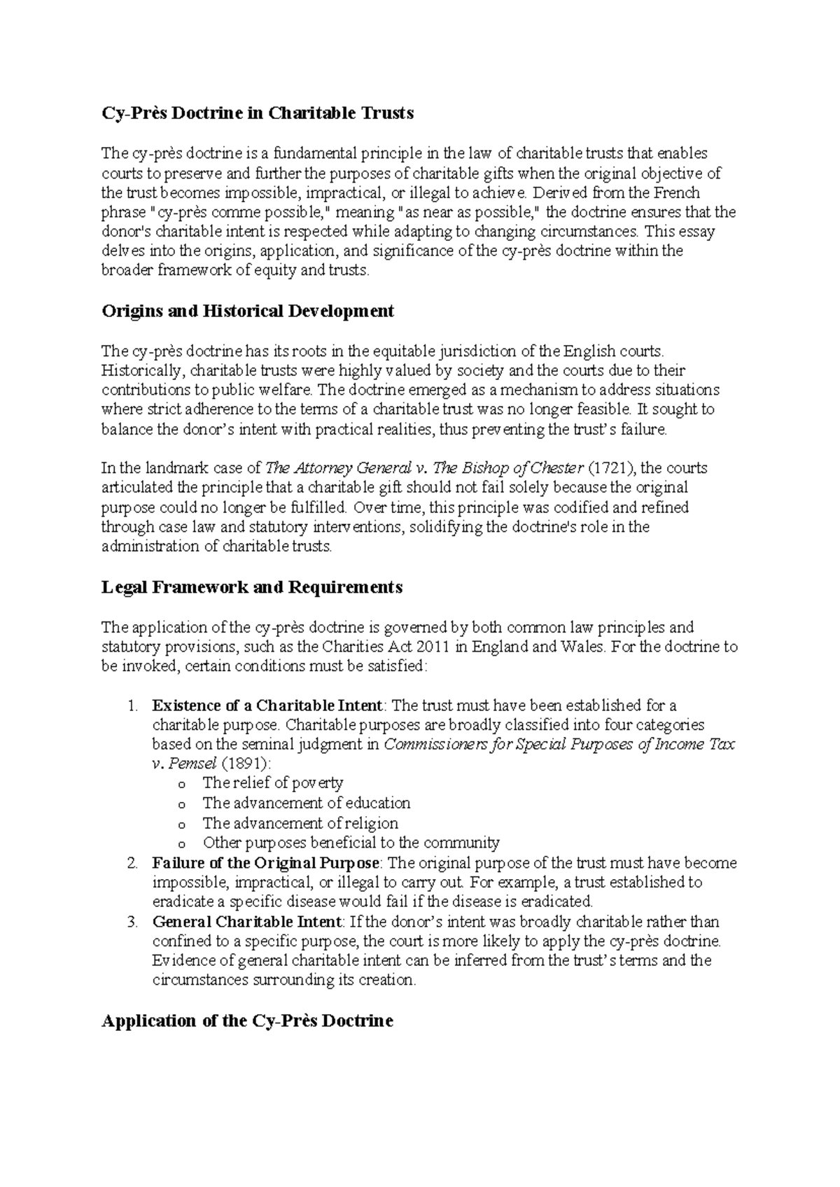 Charitable Trusts and the Cy-Près Doctrine: A Comprehensive Overview ...