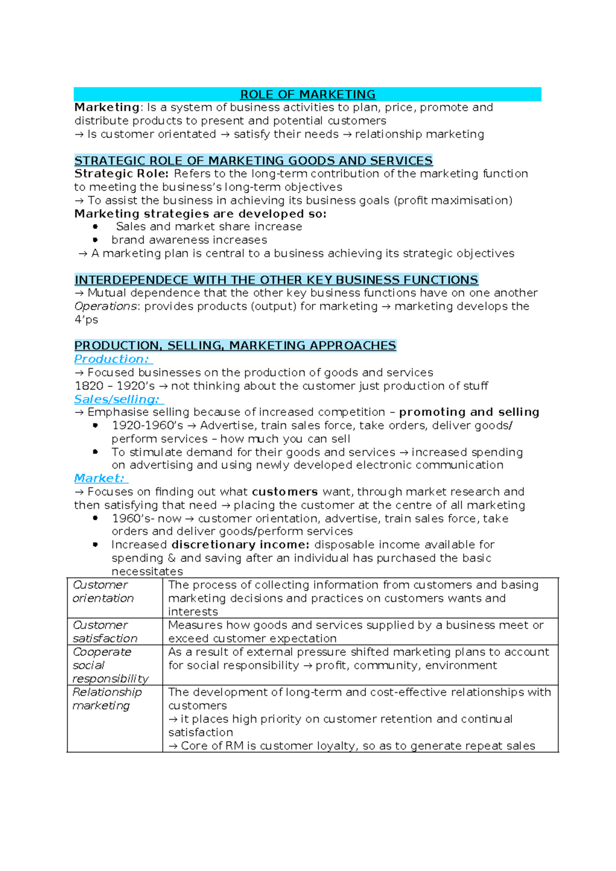 Final Notes on Marketing Strategies and Concepts (MKTG101) - Studocu