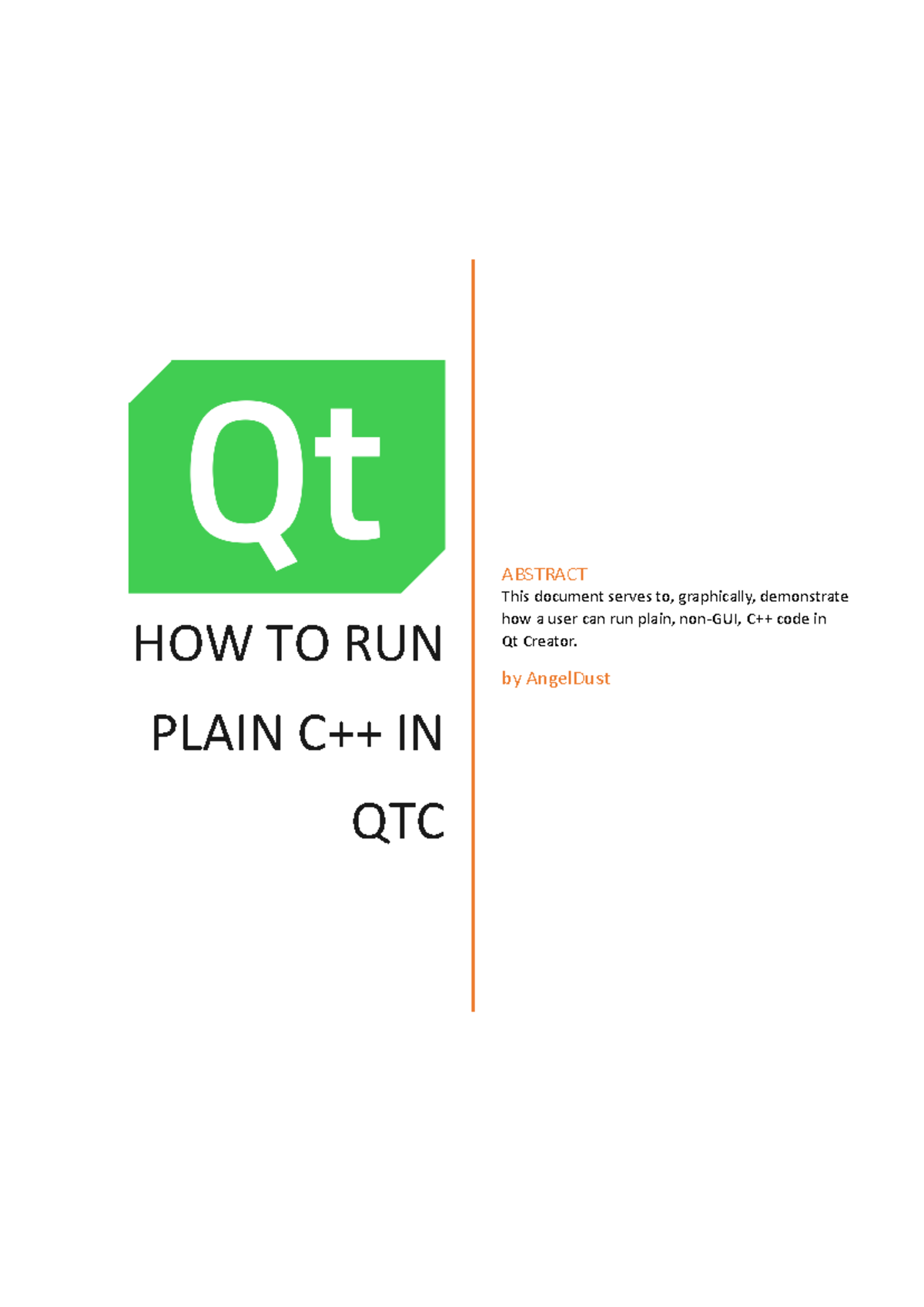 Tutorial - Using Plain C++ in Qt C - mat3707 - HOW TO RUN PLAIN C++ IN ...