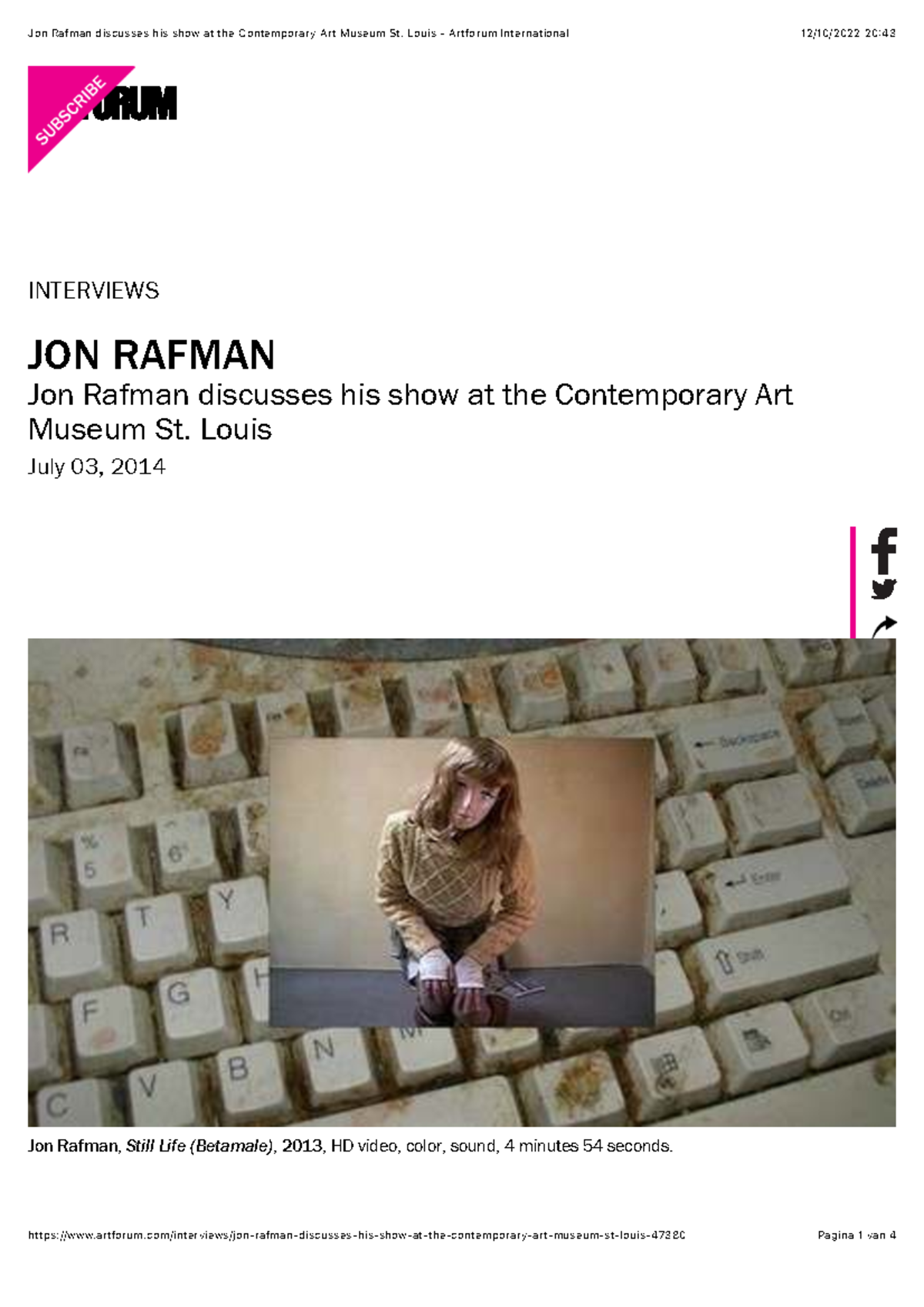 Interview with Jon Rafman on His Exhibition at CAM St. Louis - Studocu
