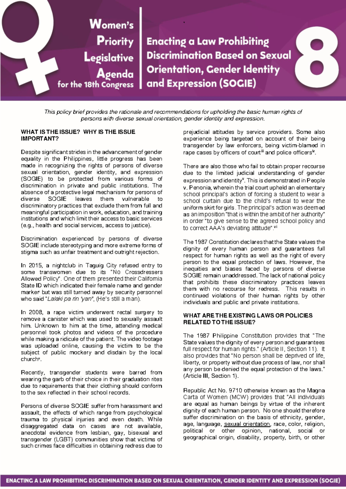5 PCW-Position-Paper-on- Sogie-Bill - 1 | Page ` This policy brief ...