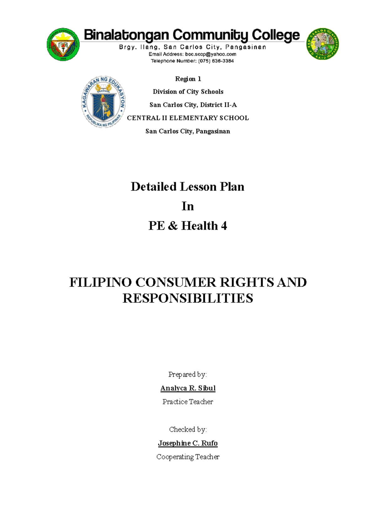 Detailed Lesson Plan on Filipino Consumer Rights - PE Health 4 - Studocu