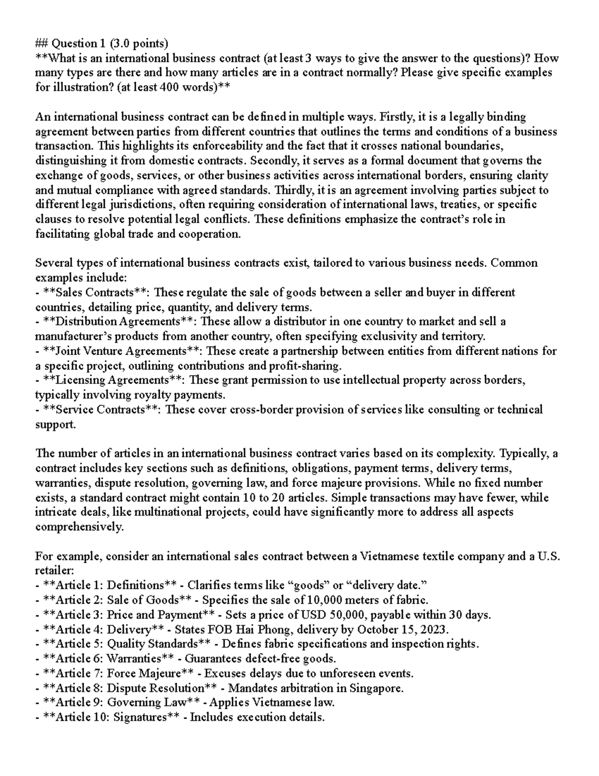 Midterm Exam - International Business Contracts Analysis (IB 101) - Studocu